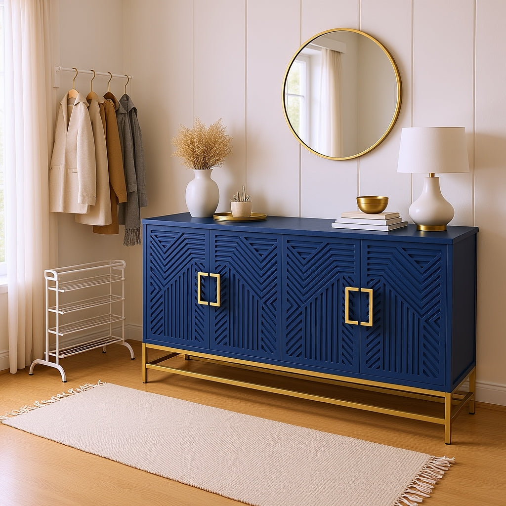 Osaka 60” Sideboard Buffet Cabinet, Navy Blue