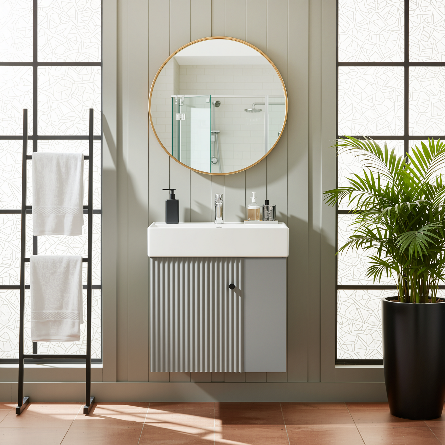 Ouray 22" Floating Bathroom Vanity with Ceramic Sink and Right-Side Open Shelves
