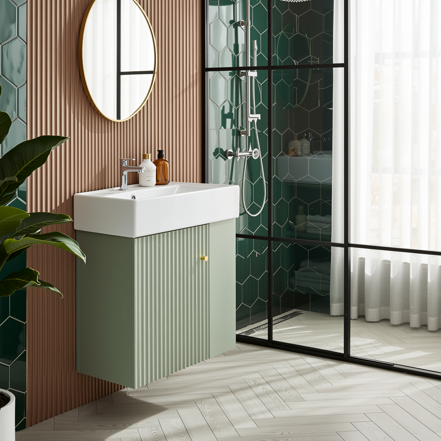 Ouray 22" Floating Bathroom Vanity with Ceramic Sink and Right-Side Open Shelves