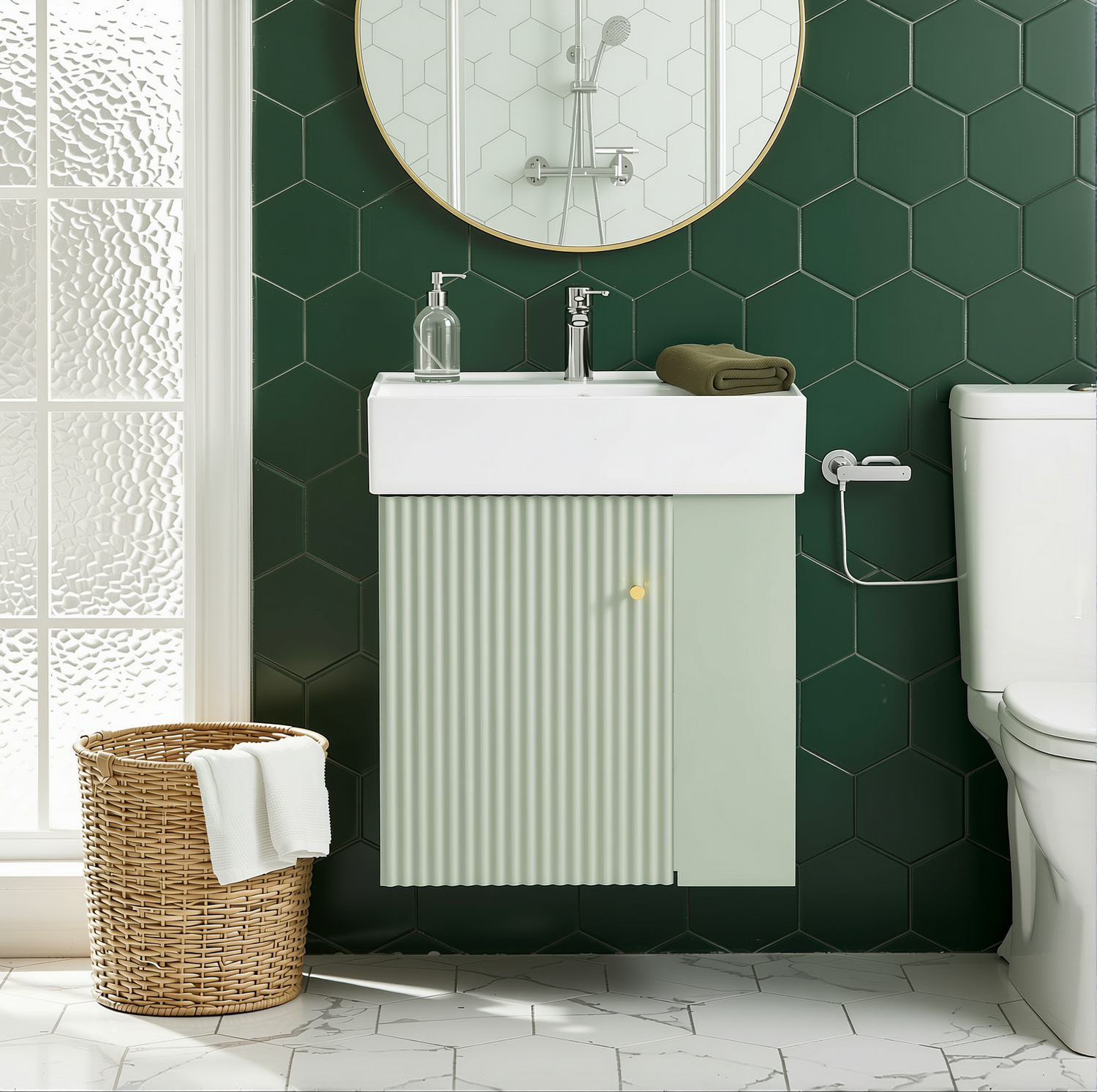 Ouray 22" Floating Bathroom Vanity with Ceramic Sink and Right-Side Open Shelves