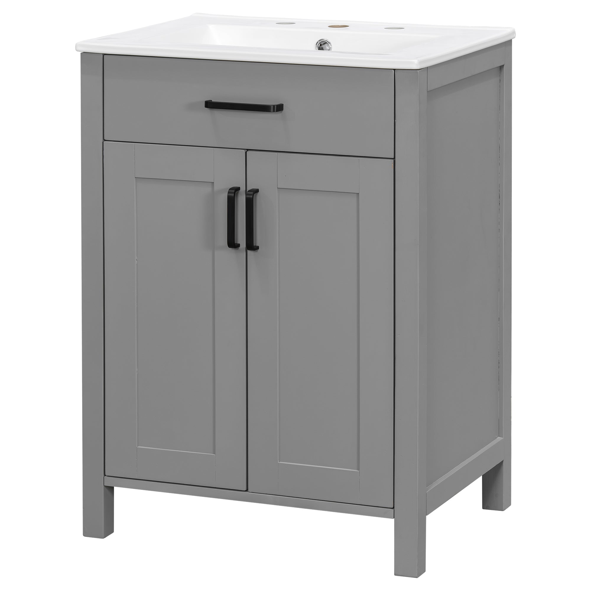 Kusatsu 24" Bathroom Vanity with Ceramic Sink and Cabinet Storage