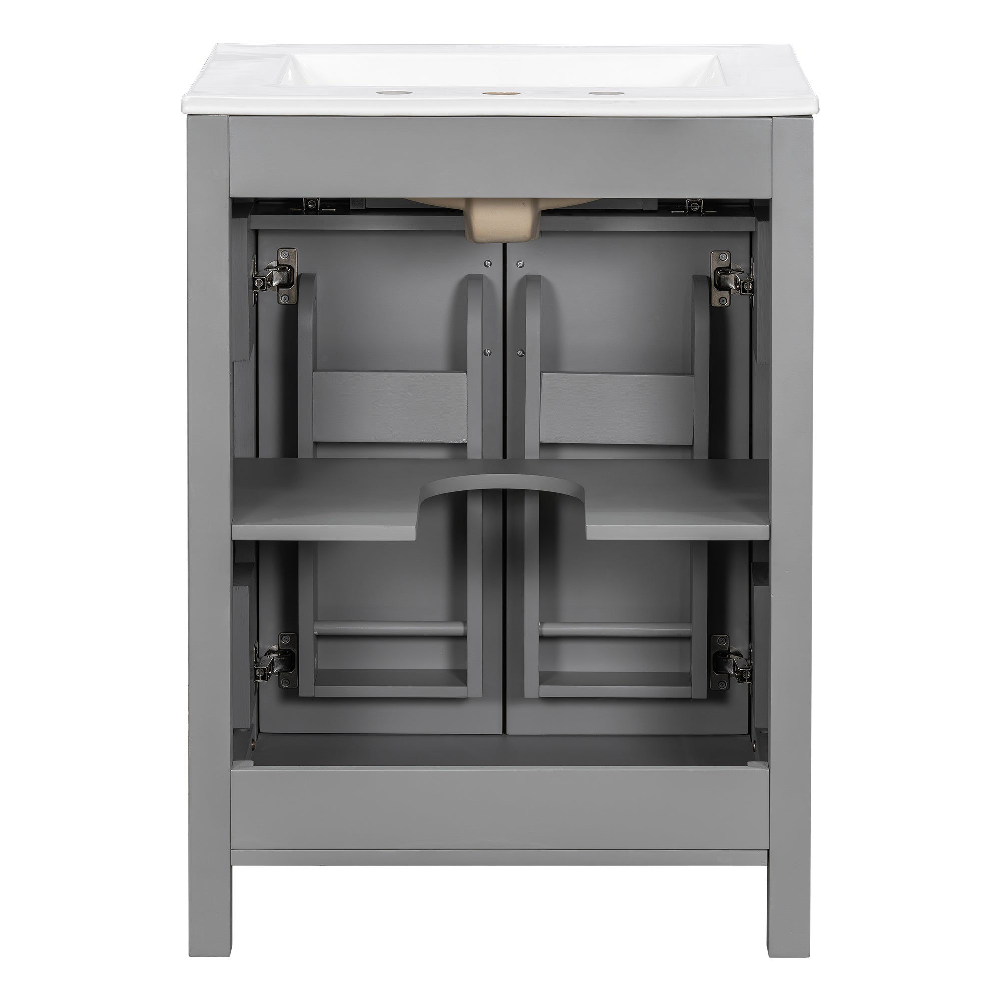 Kusatsu 24" Bathroom Vanity with Ceramic Sink and Cabinet Storage