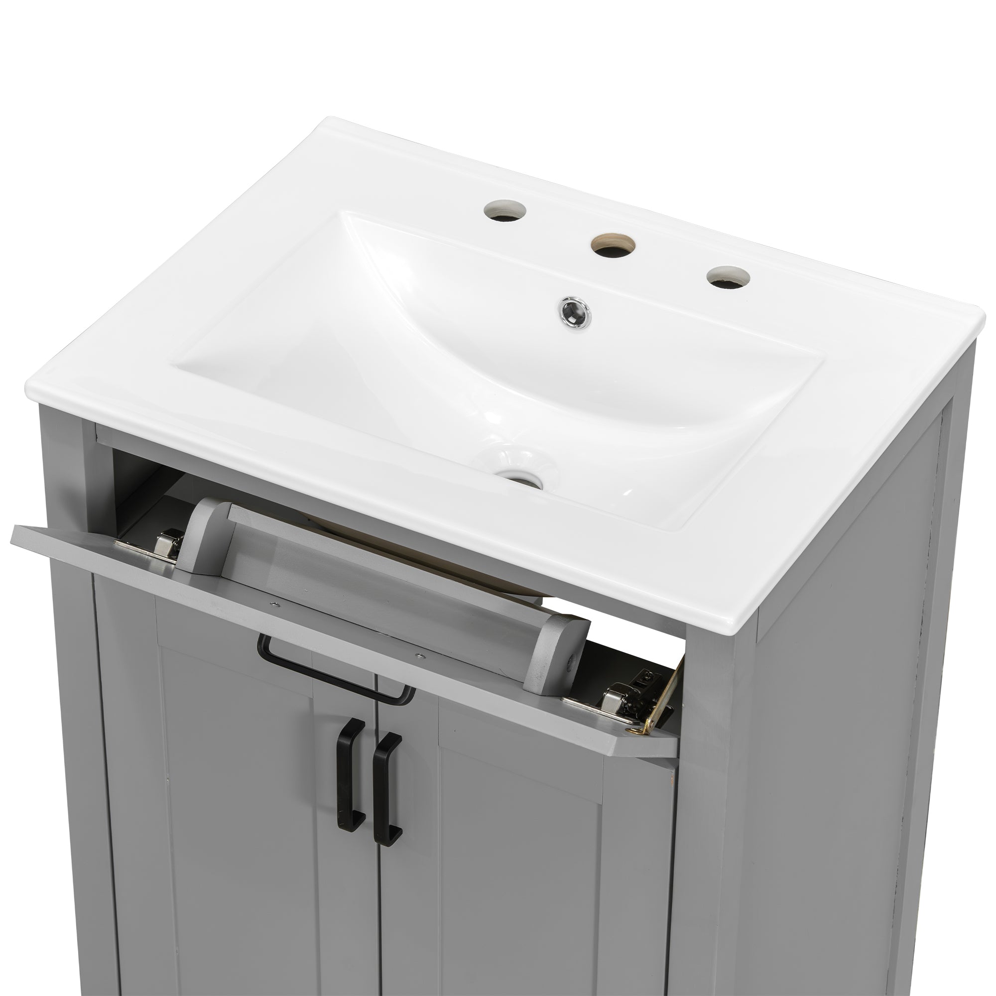 Kusatsu 24" Bathroom Vanity with Ceramic Sink and Cabinet Storage