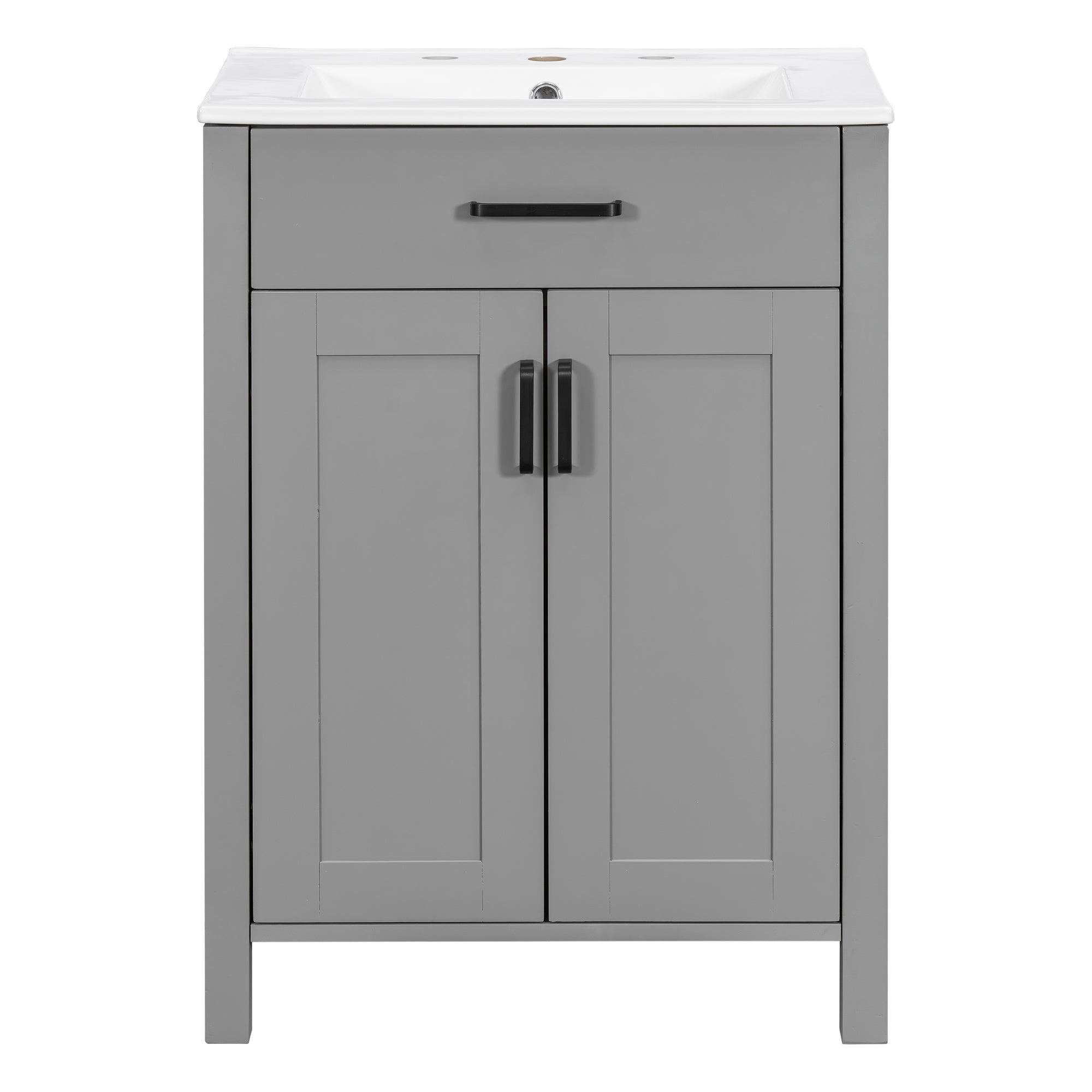 Kusatsu 24" Bathroom Vanity with Ceramic Sink and Cabinet Storage