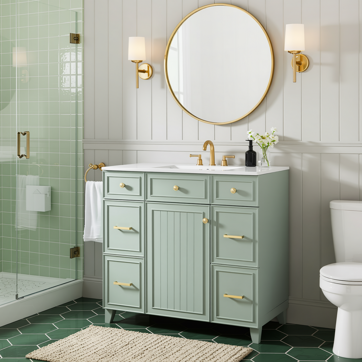 Pagosa 36" Bathroom Vanity with Sink, 3 Drawers and Pull-Out Storage