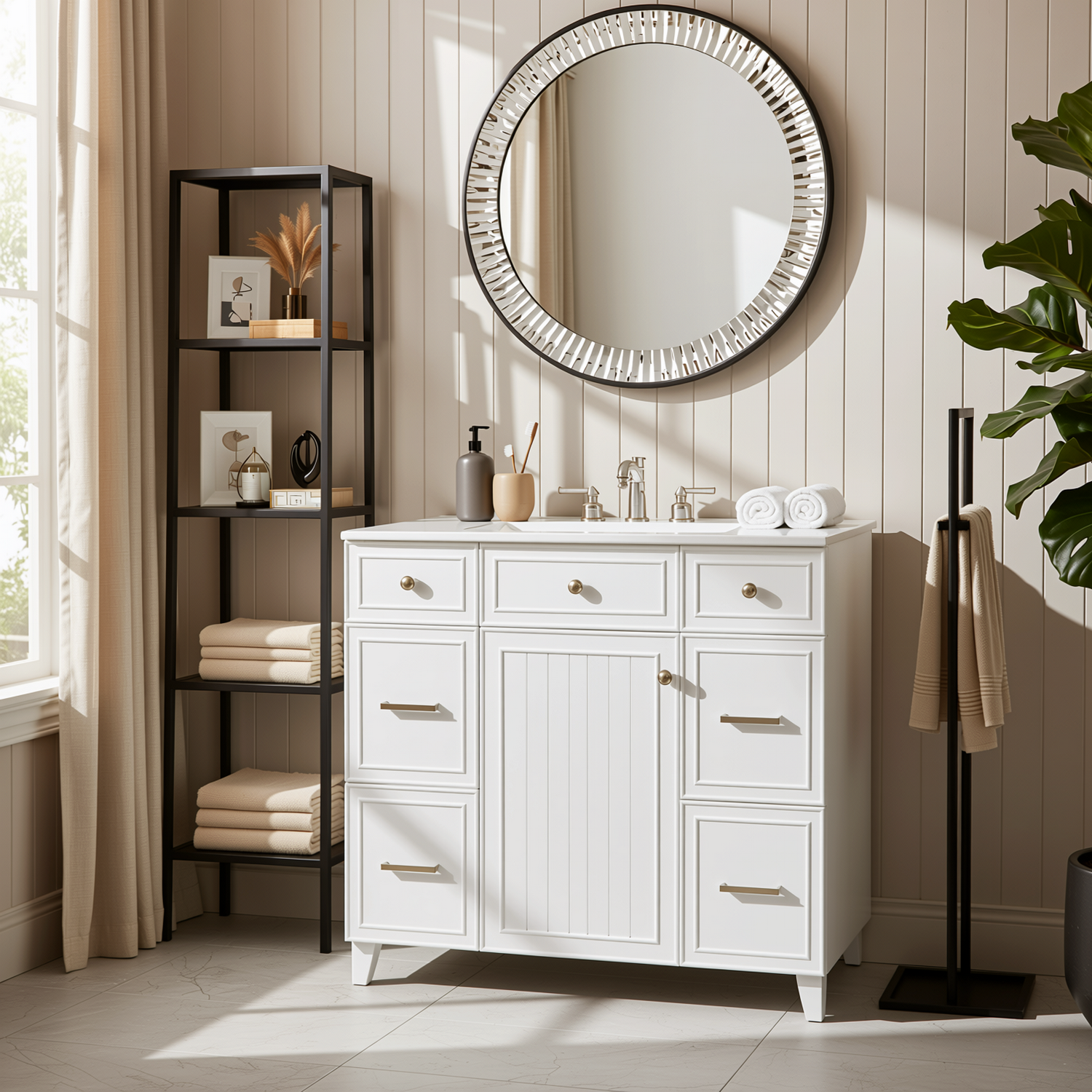 Pagosa 36" Bathroom Vanity with Sink, 3 Drawers and Pull-Out Storage