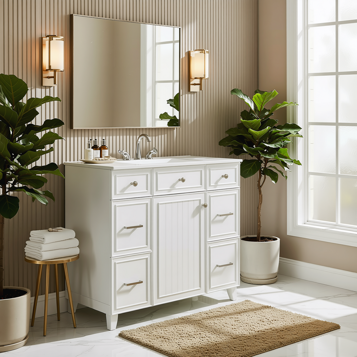 Pagosa 36" Bathroom Vanity with Sink, 3 Drawers and Pull-Out Storage