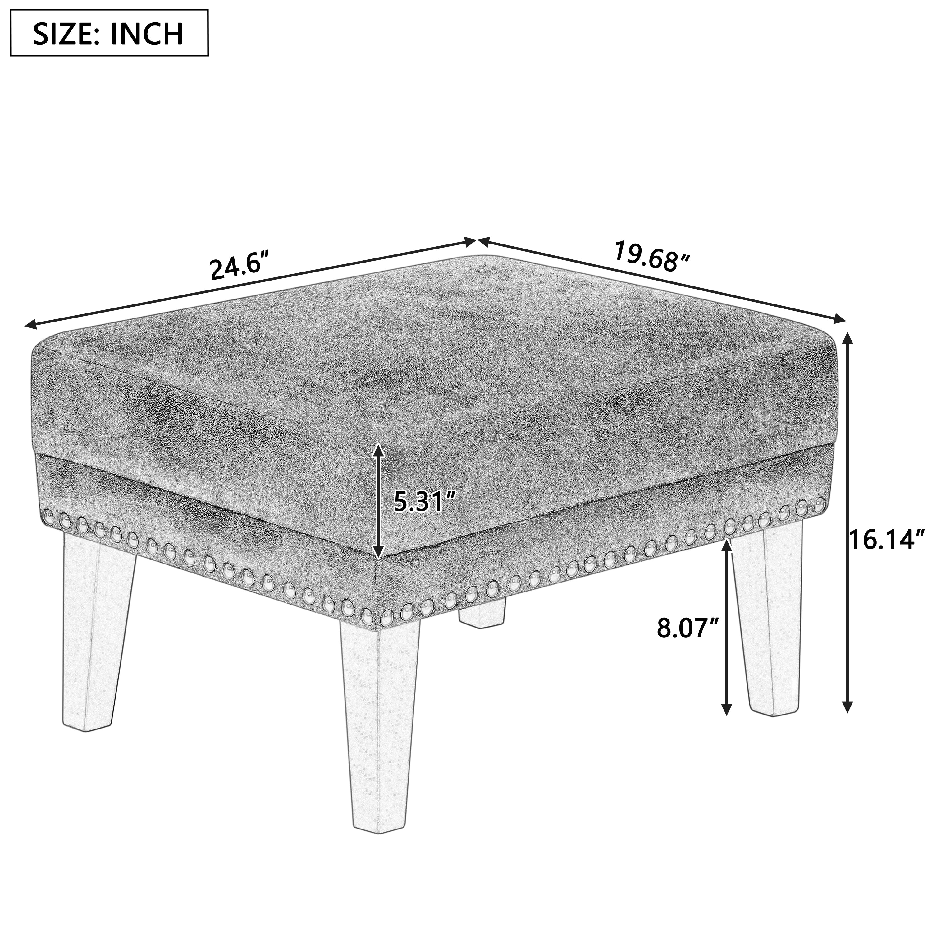 Oxford Vintage Upholstered Ottoman with Rivets