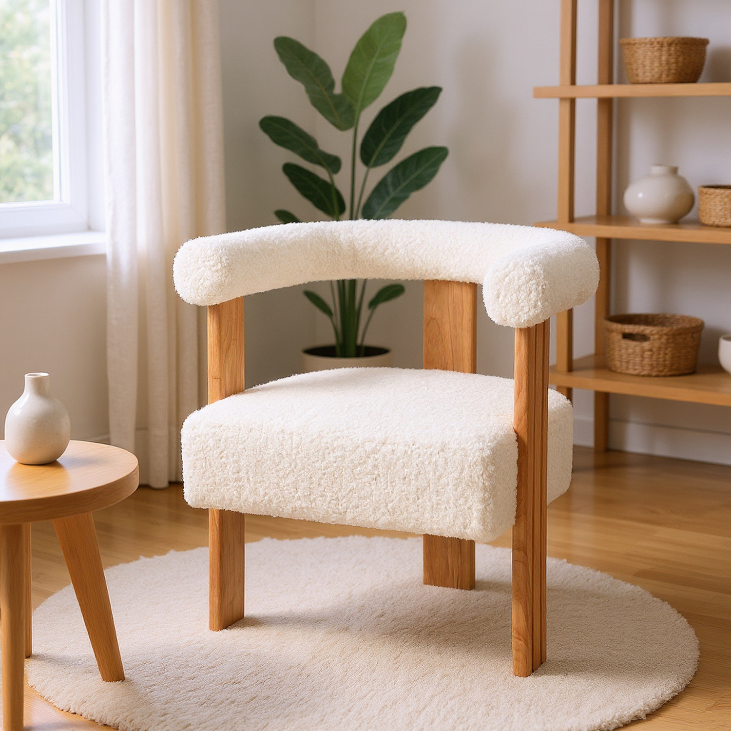 Zambezi Teddy Upholstered Modern Barrel Accent Chair