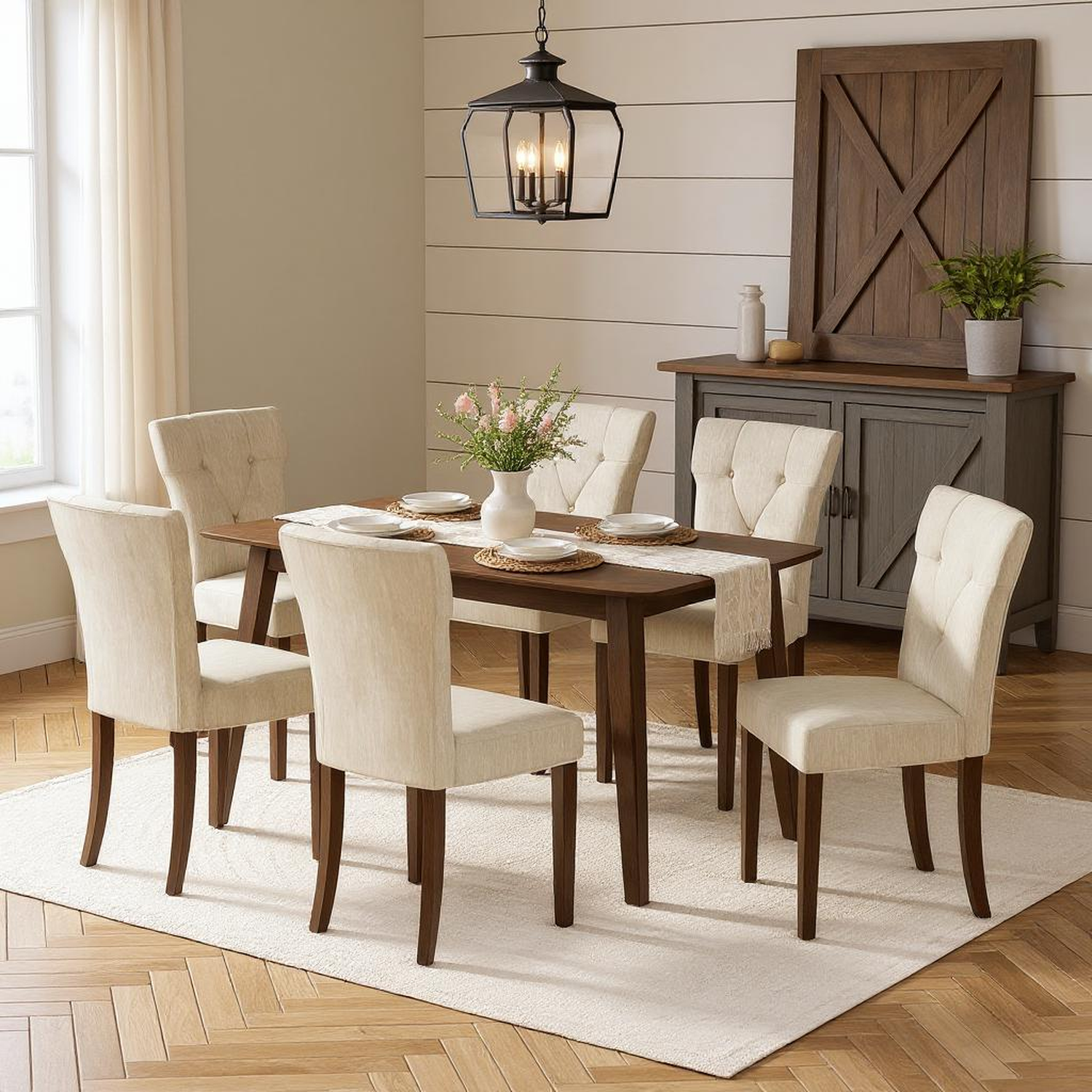 Montana 7 Pieces 59" Soild Wood Dining Table Set