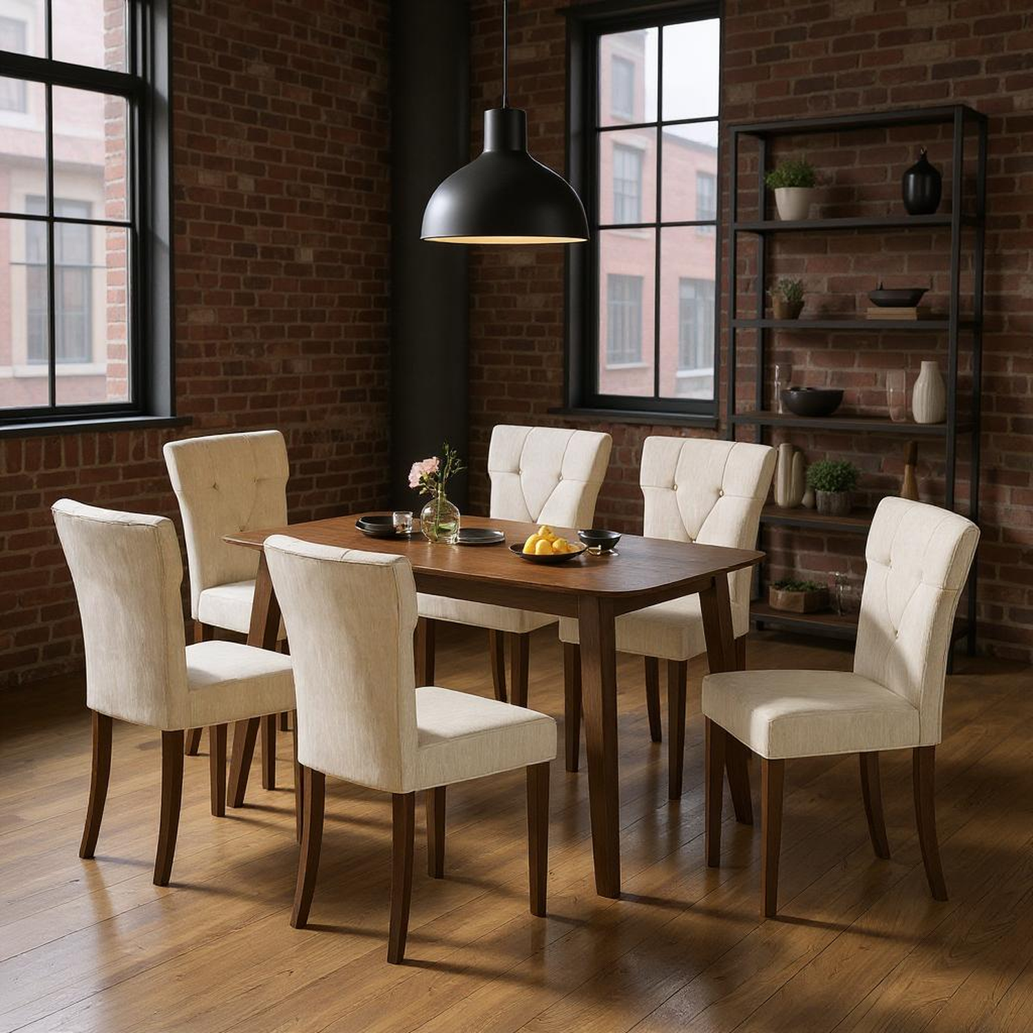Montana 7 Pieces 59" Soild Wood Dining Table Set