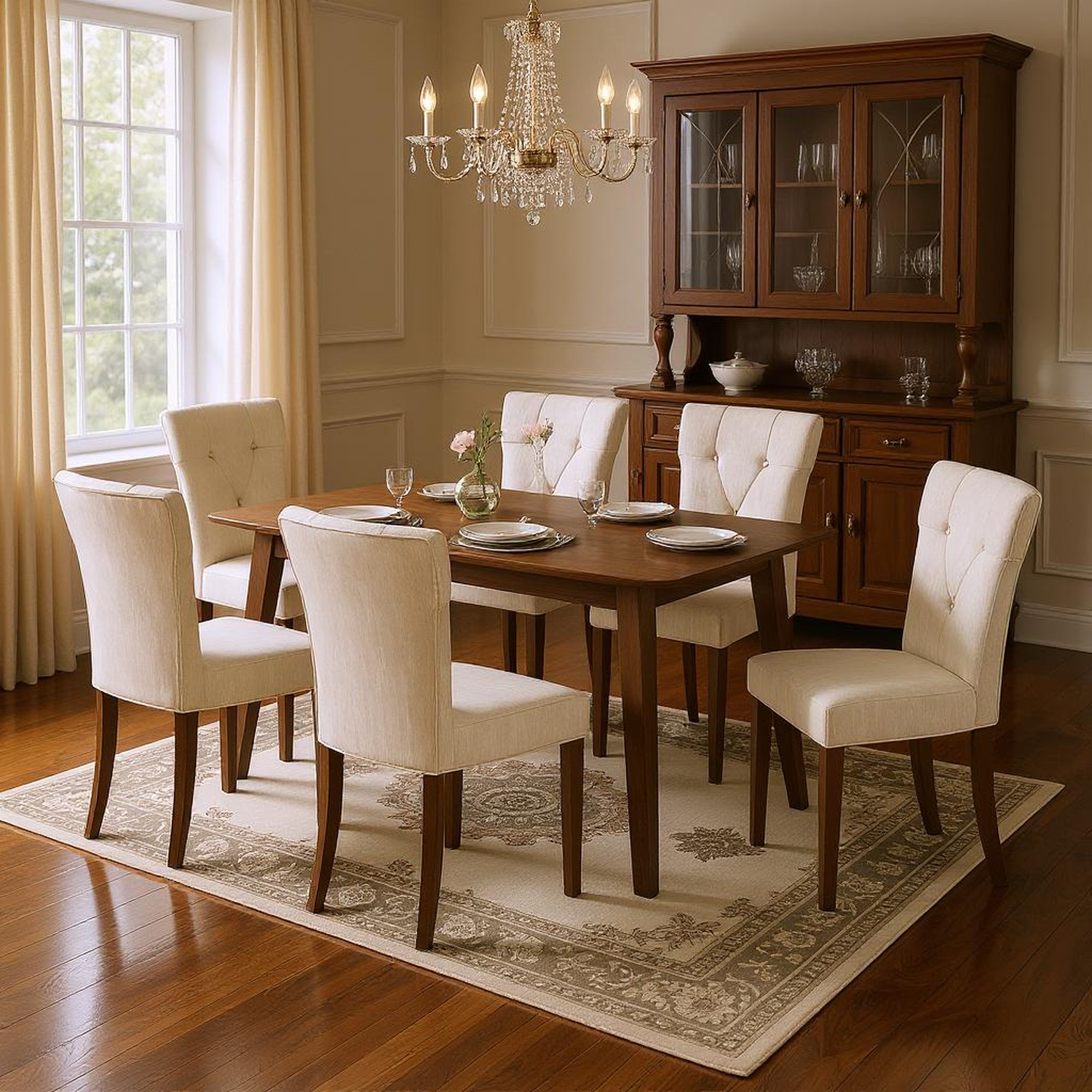 Montana 7 Pieces 59" Soild Wood Dining Table Set