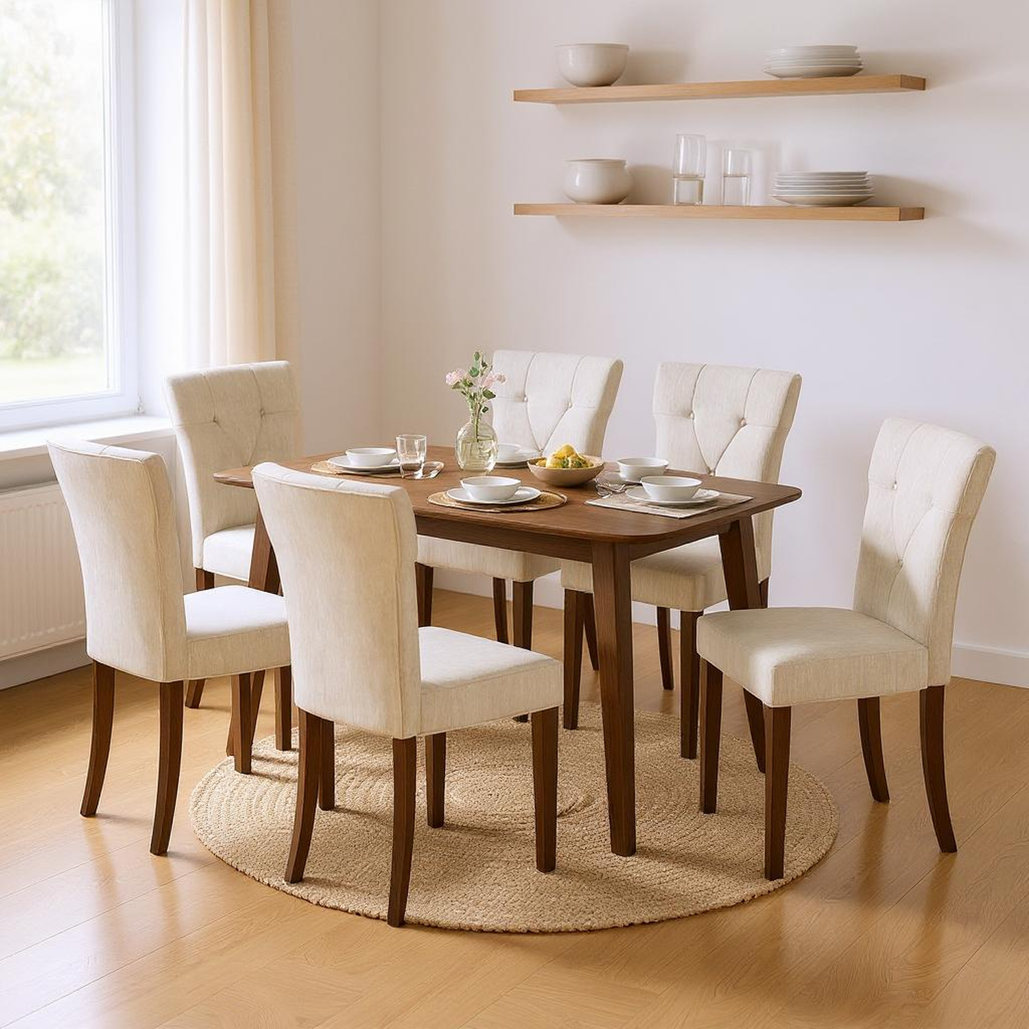Montana 7 Pieces 59" Soild Wood Dining Table Set