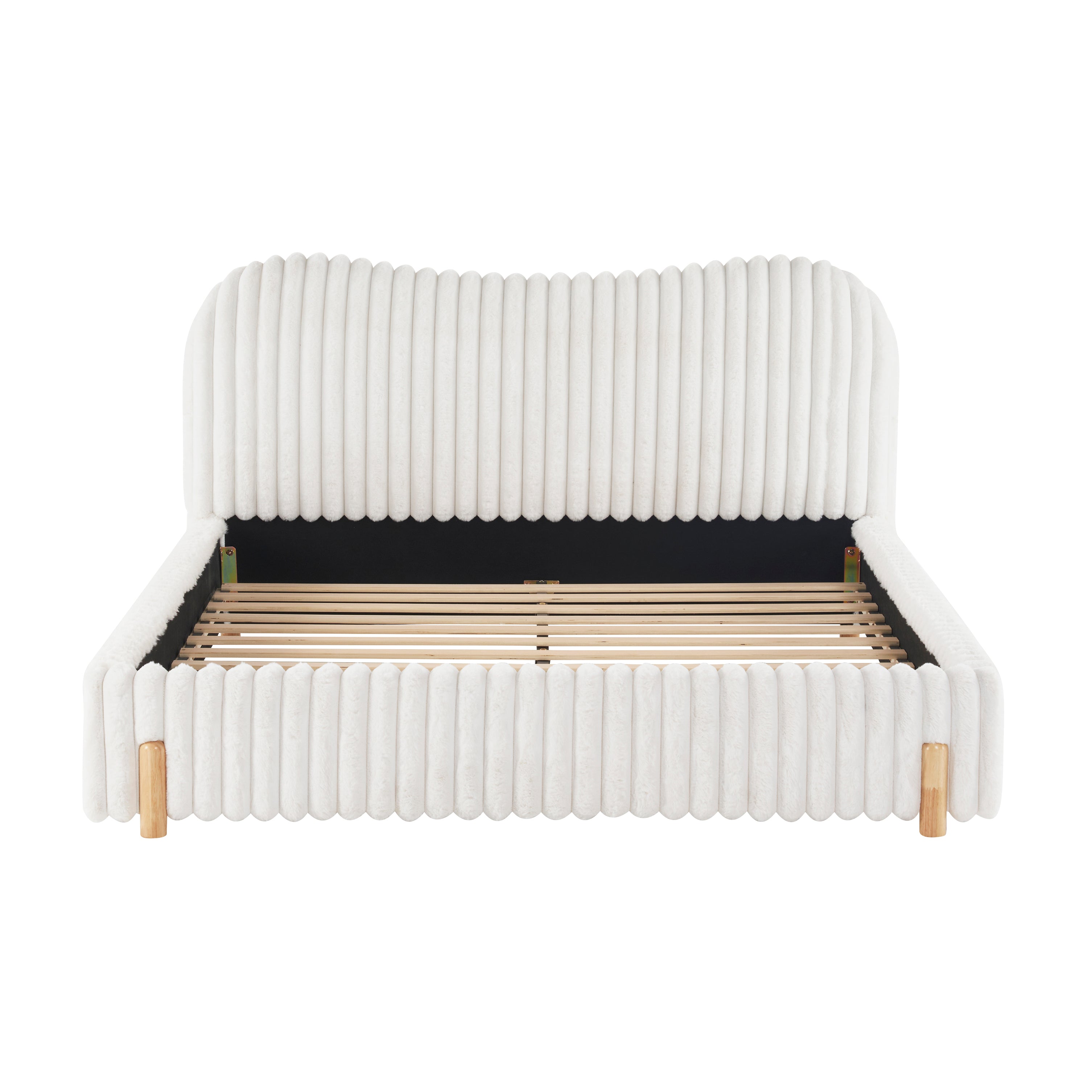 Mira Queen Boucle Upholstered Bed with Curve Headboard