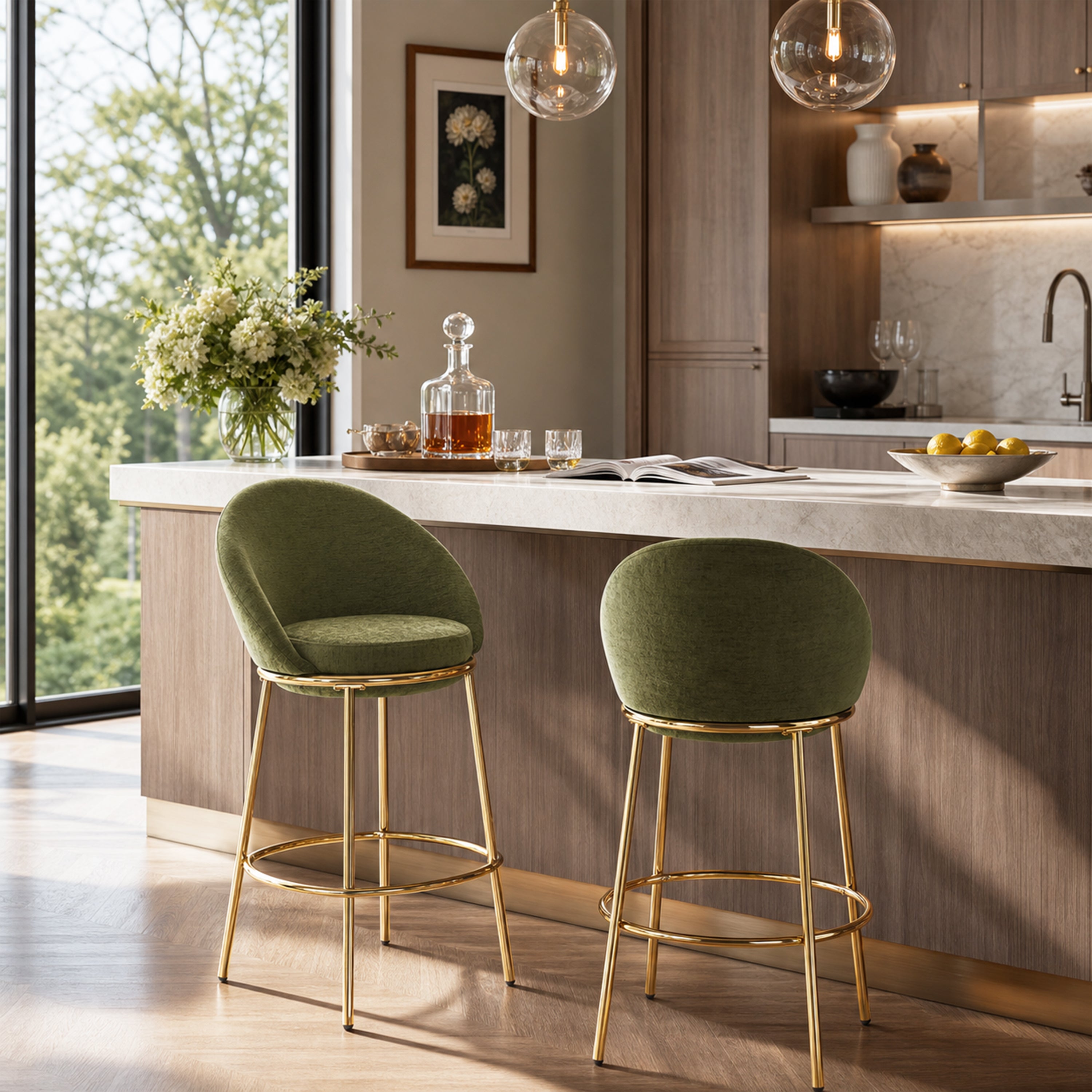 Yarra 30" Upholstered Bar Height Bar Stools Set of 2