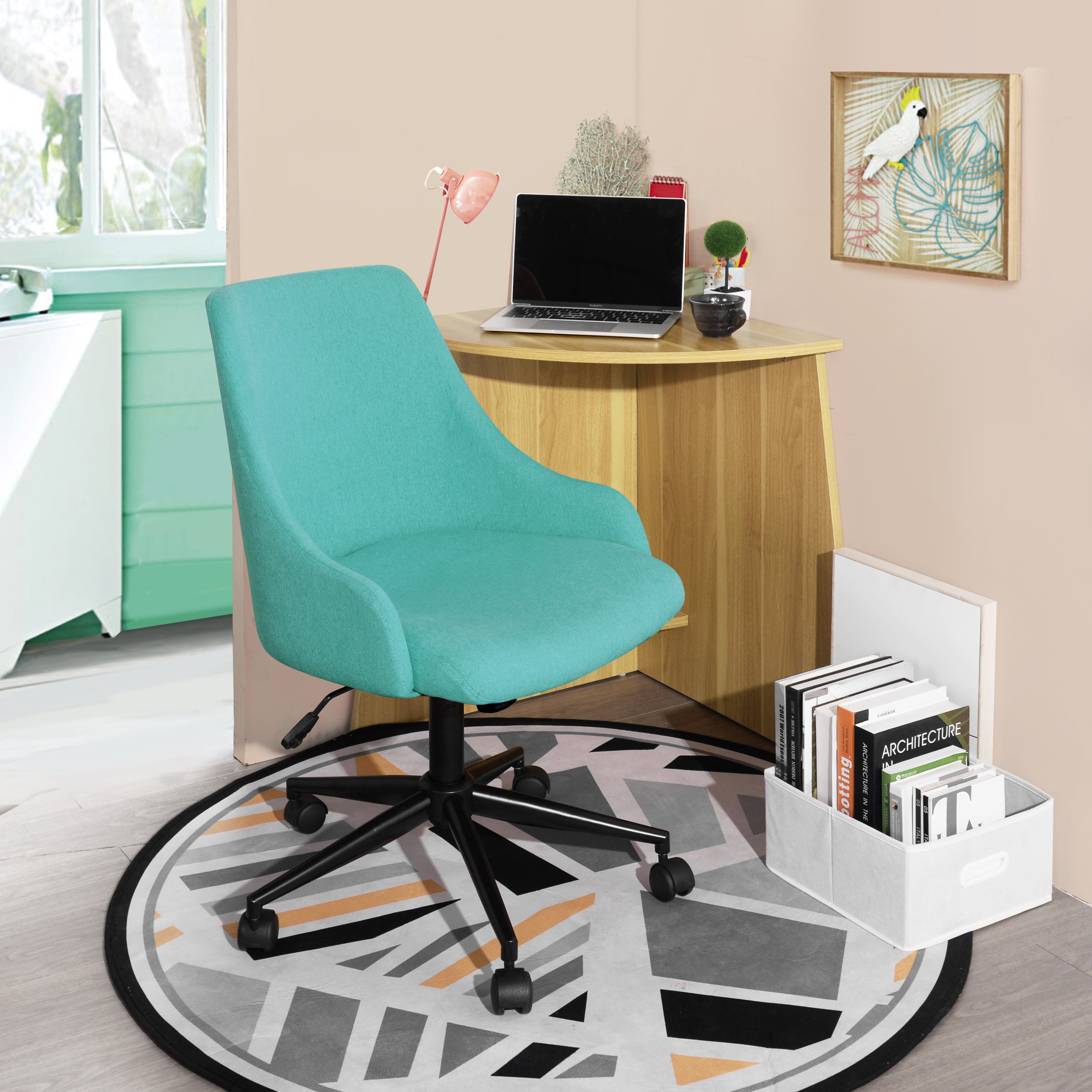 Homy Casa NACHI Ergonomic Fabric Office Chair with Adjustable Height, Green, Open Box
