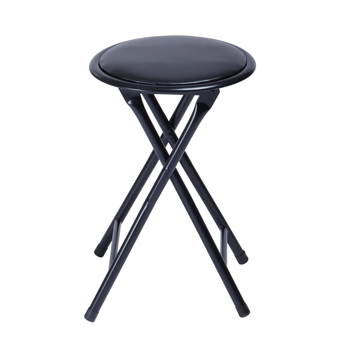 Homy Casa NEW PORT BLACK PVC 1PC 30" x 30" x 45" Folding Stool for Versatile Seating