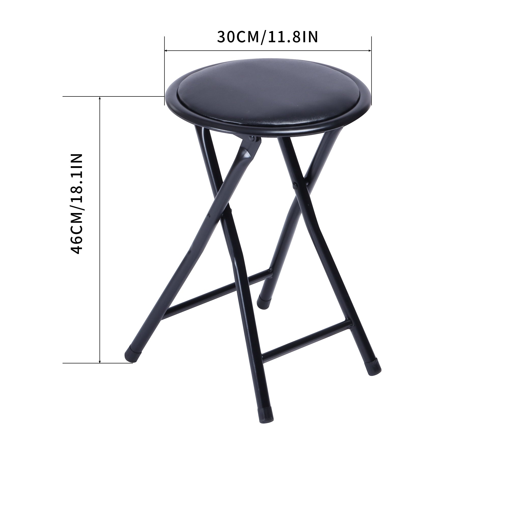 Homy Casa NEW PORT 4PC Kitchen Dining Set 2 Folding Chairs with Compact Space-Saving Design in Matte Black PVC Open Box