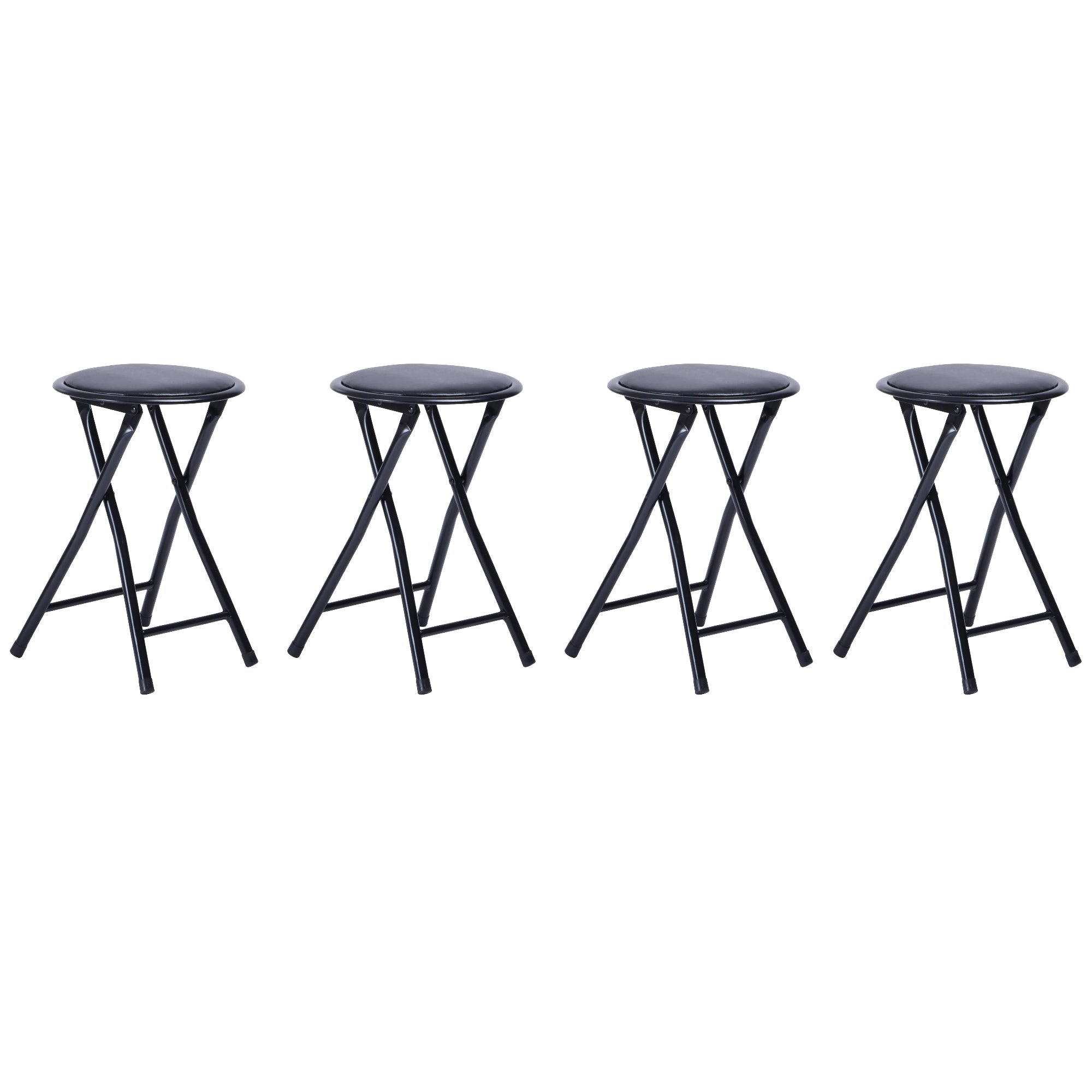 Homy Casa NEW PORT 4PC Kitchen Dining Set 2 Folding Chairs with Compact Space-Saving Design in Matte Black PVC Open Box