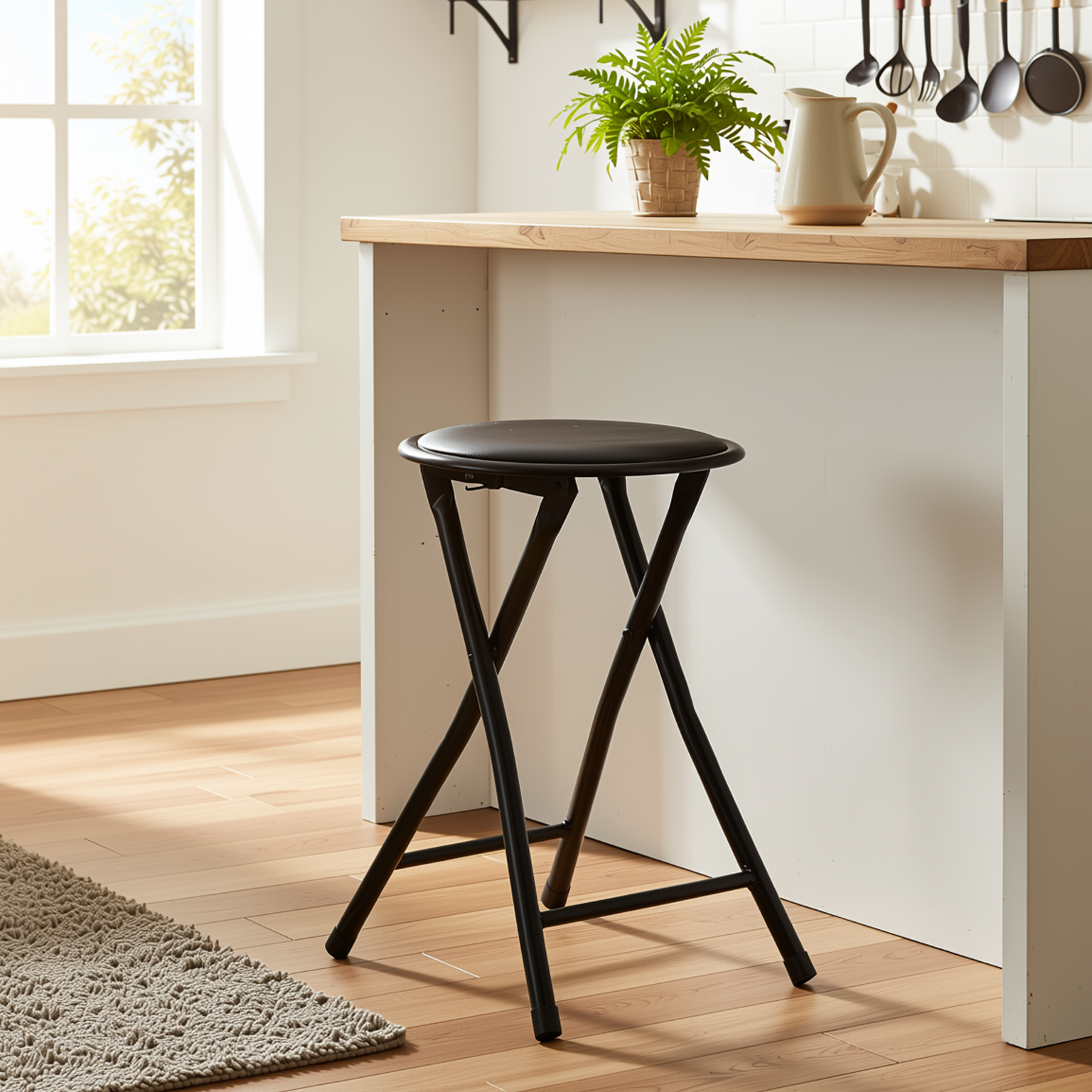 Baseline White Study Table Set with NEWPORT Foldable PVC Stool