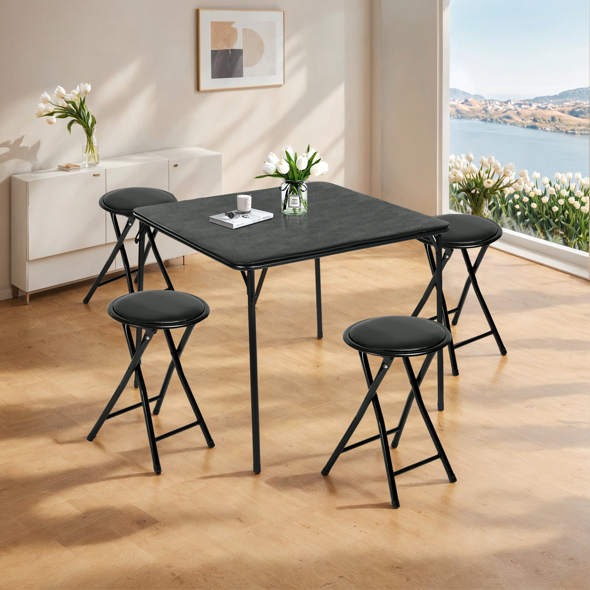 Newport Foldable PVC Stool Set – Lightweight & Space-Saving (4pcs