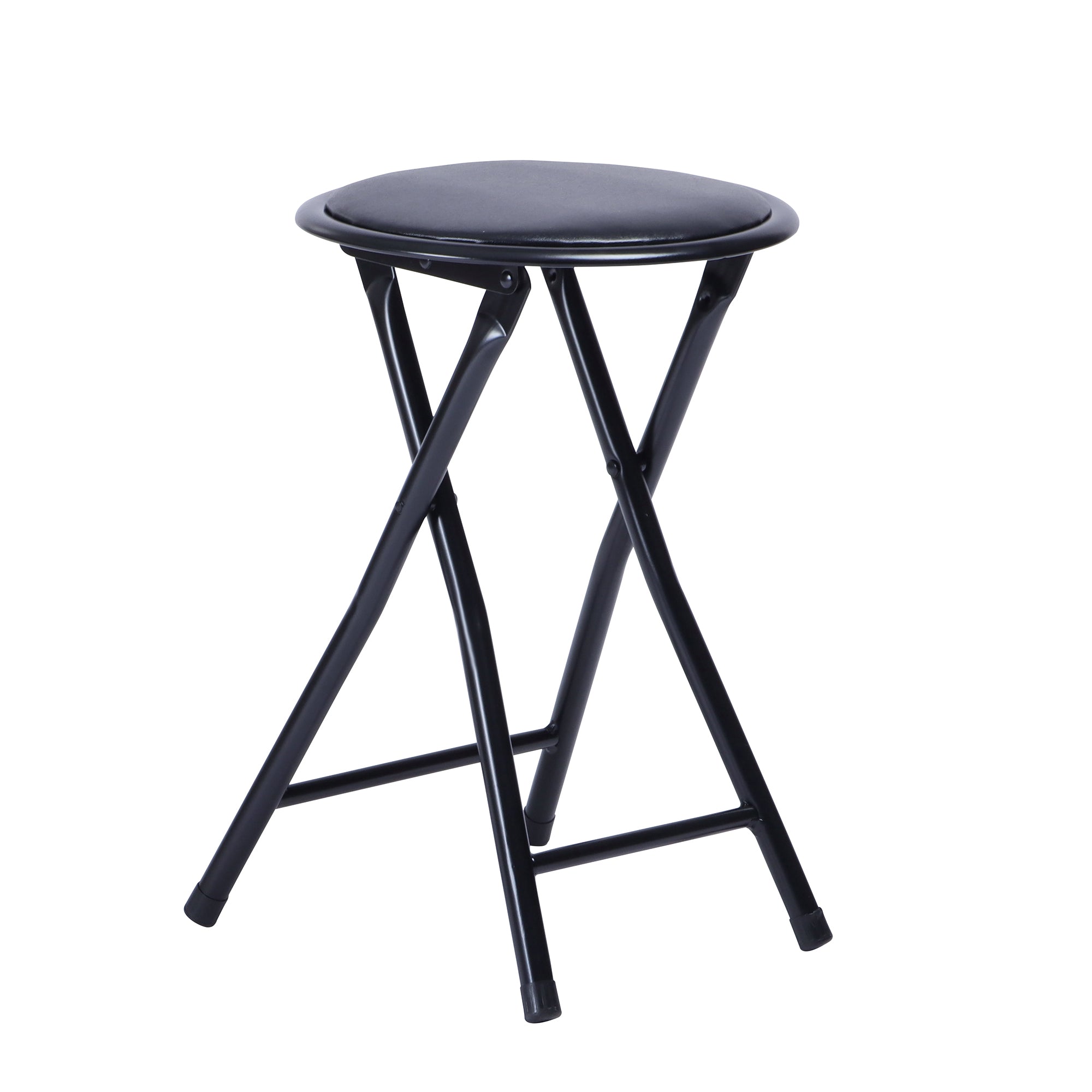 Homy Casa NEW PORT 4PC Kitchen Dining Set 2 Folding Chairs with Compact Space-Saving Design in Matte Black PVC Open Box