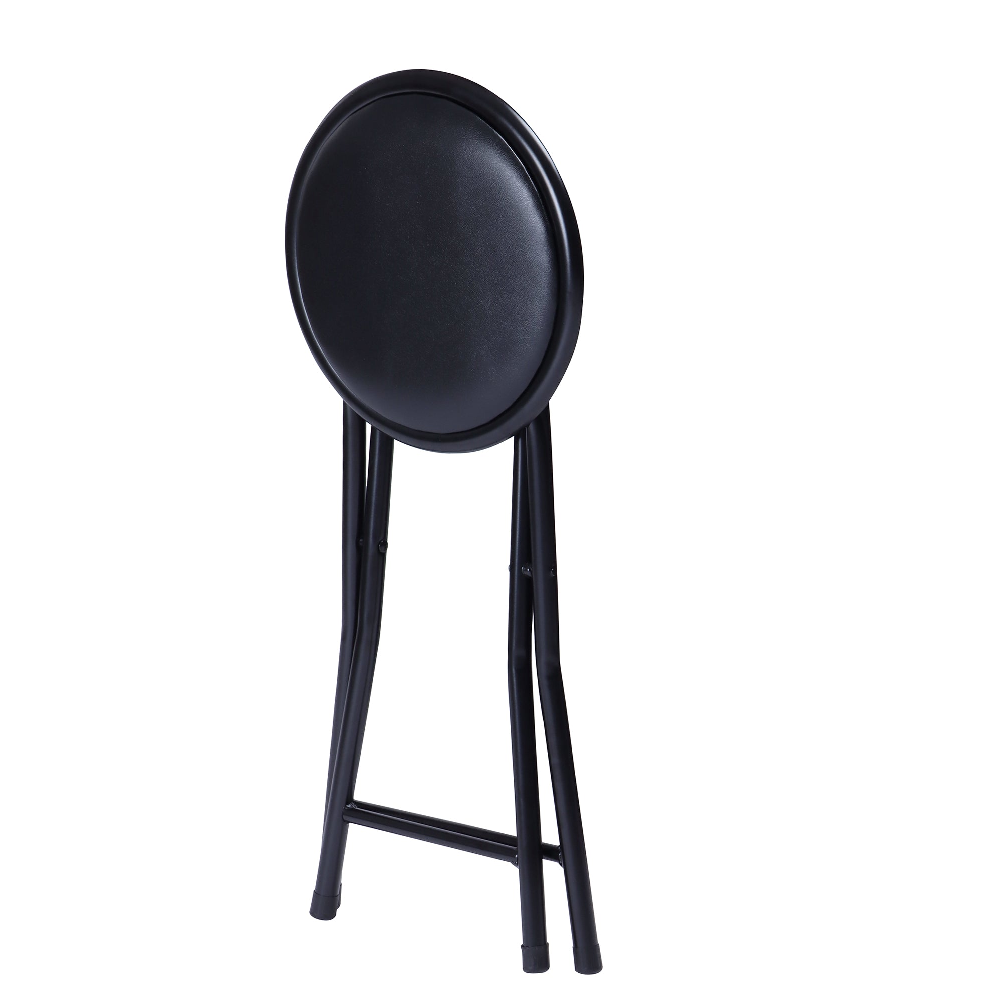 Homy Casa NEW PORT 4PC Kitchen Dining Set 2 Folding Chairs with Compact Space-Saving Design in Matte Black PVC Open Box