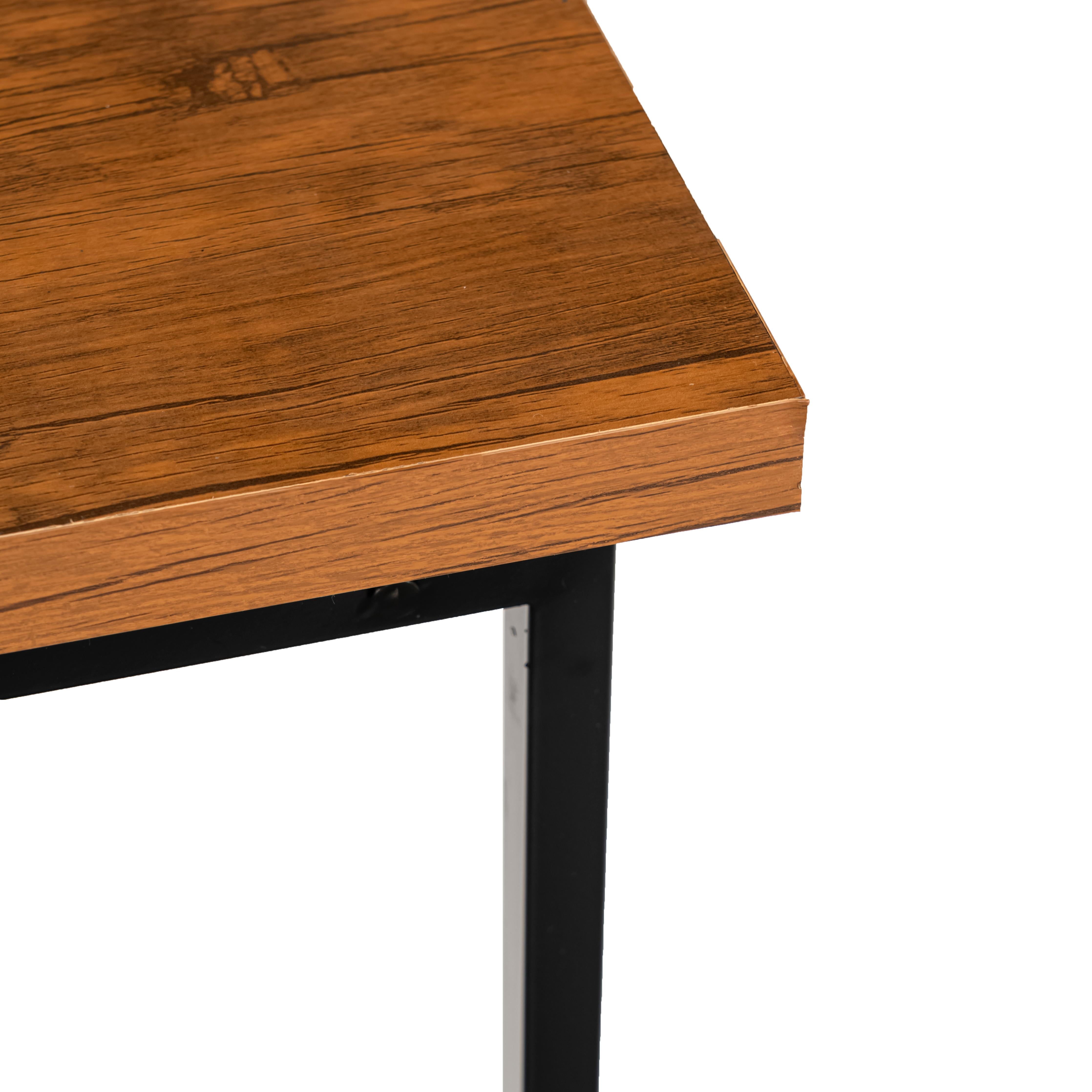 Homy Casa Nimble 71" Vintage Brown Dining Table with Half Round Storage Shelf