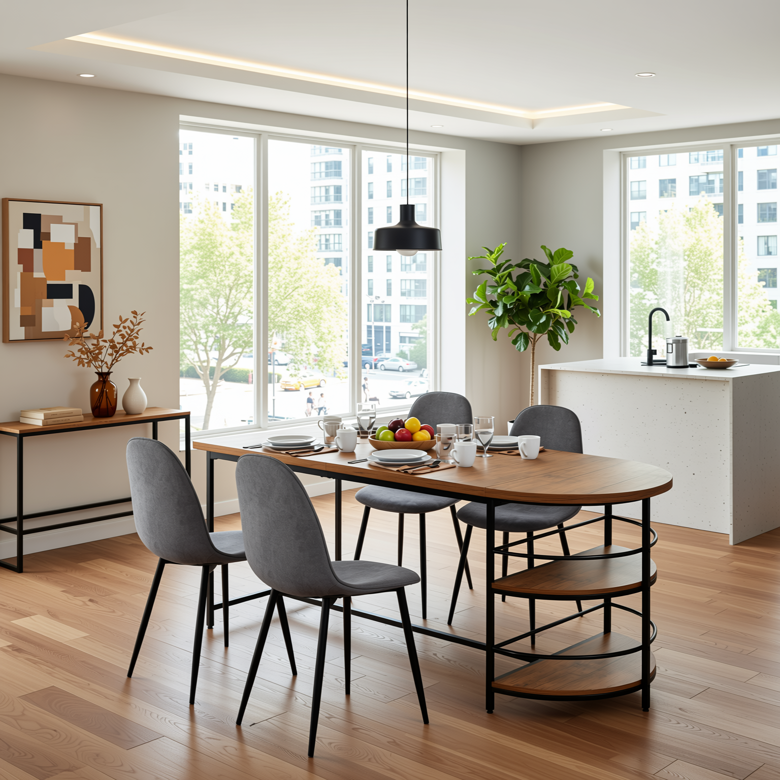 Nimble 5 Piece Dining Table Set with 4 Charlton Upholstered Chairs