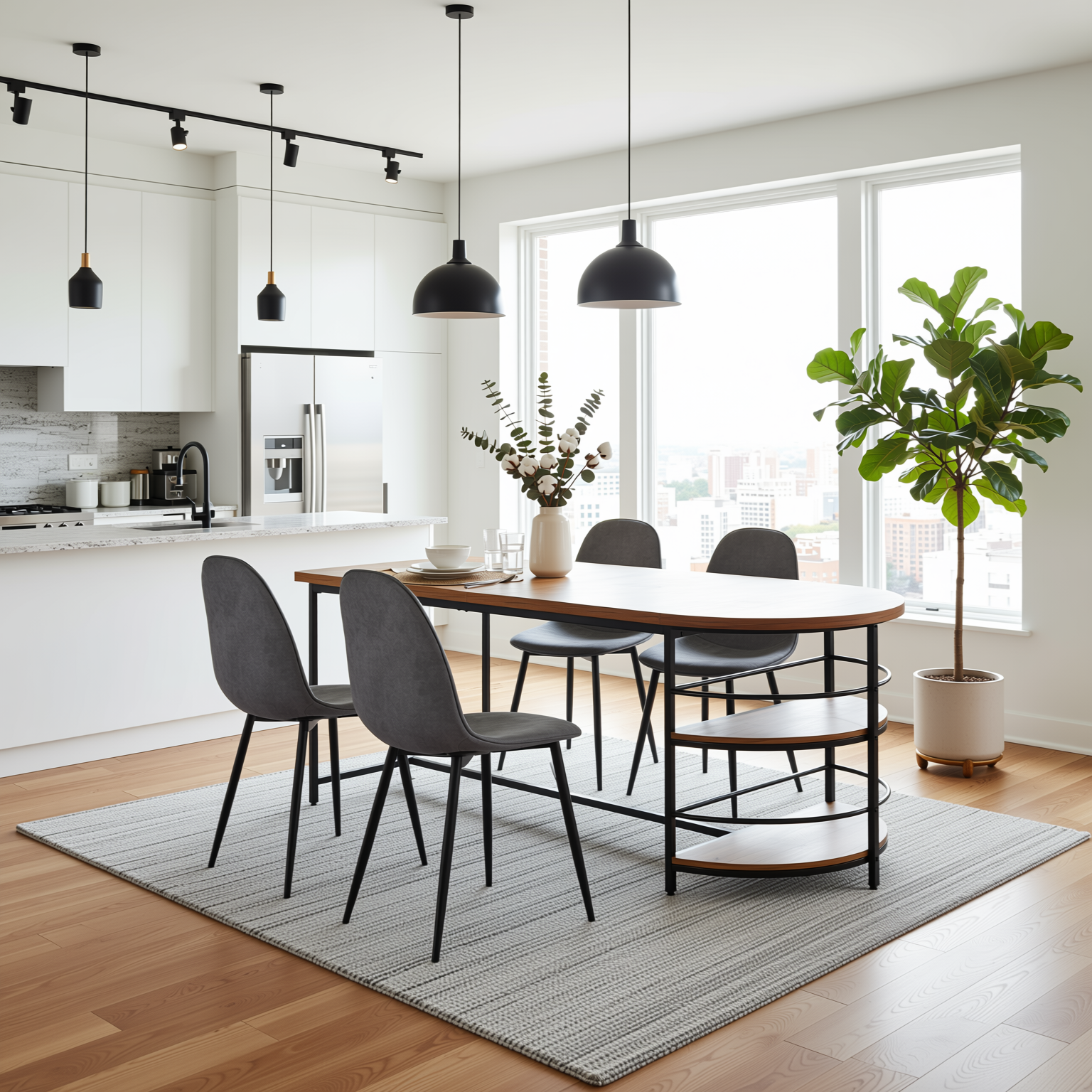 Nimble 5 Piece Dining Table Set with 4 Charlton Upholstered Chairs