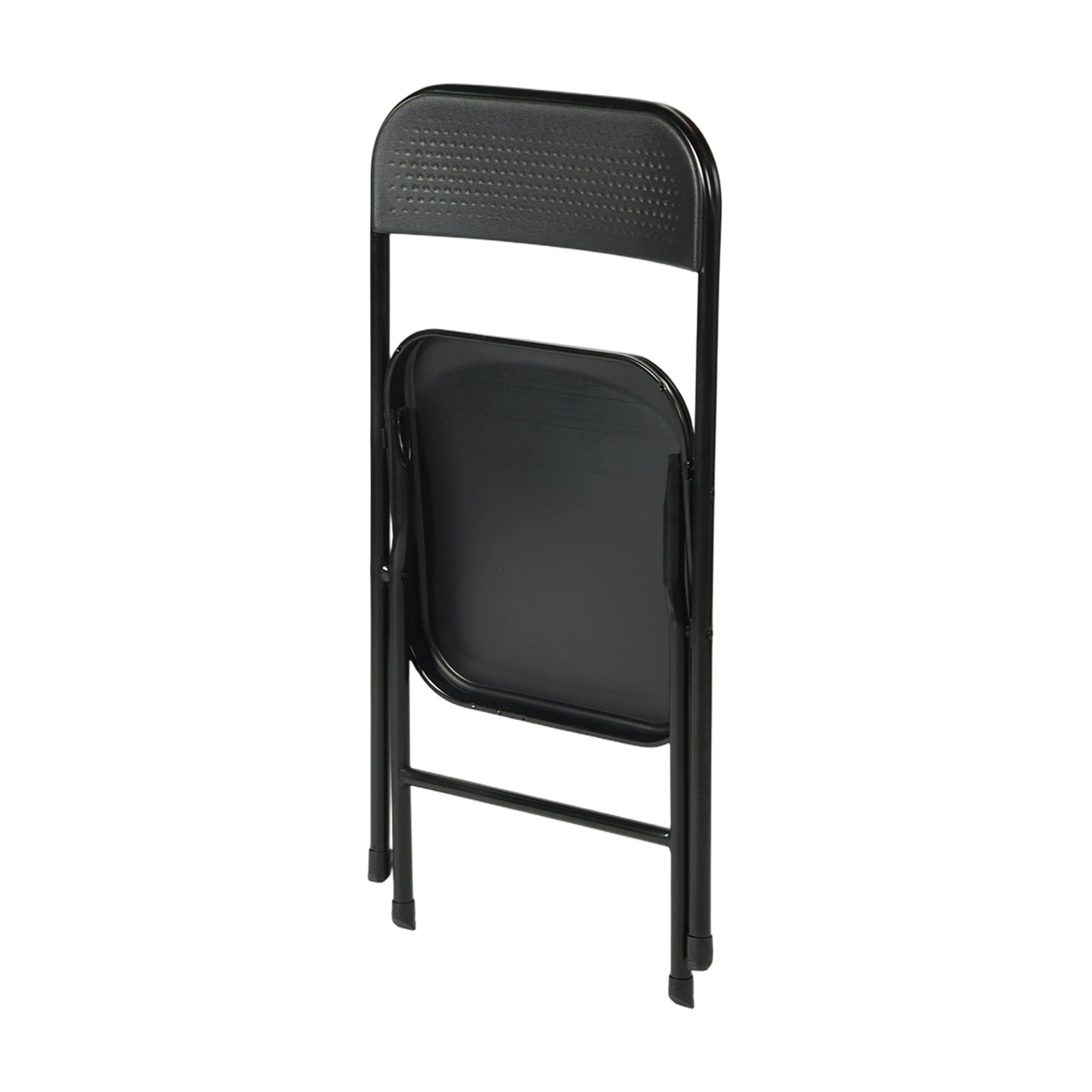 NOLA 4PC Folding Chair Set, Heavy Duty Steel Frame with High-Strength Plastic Seat in Black