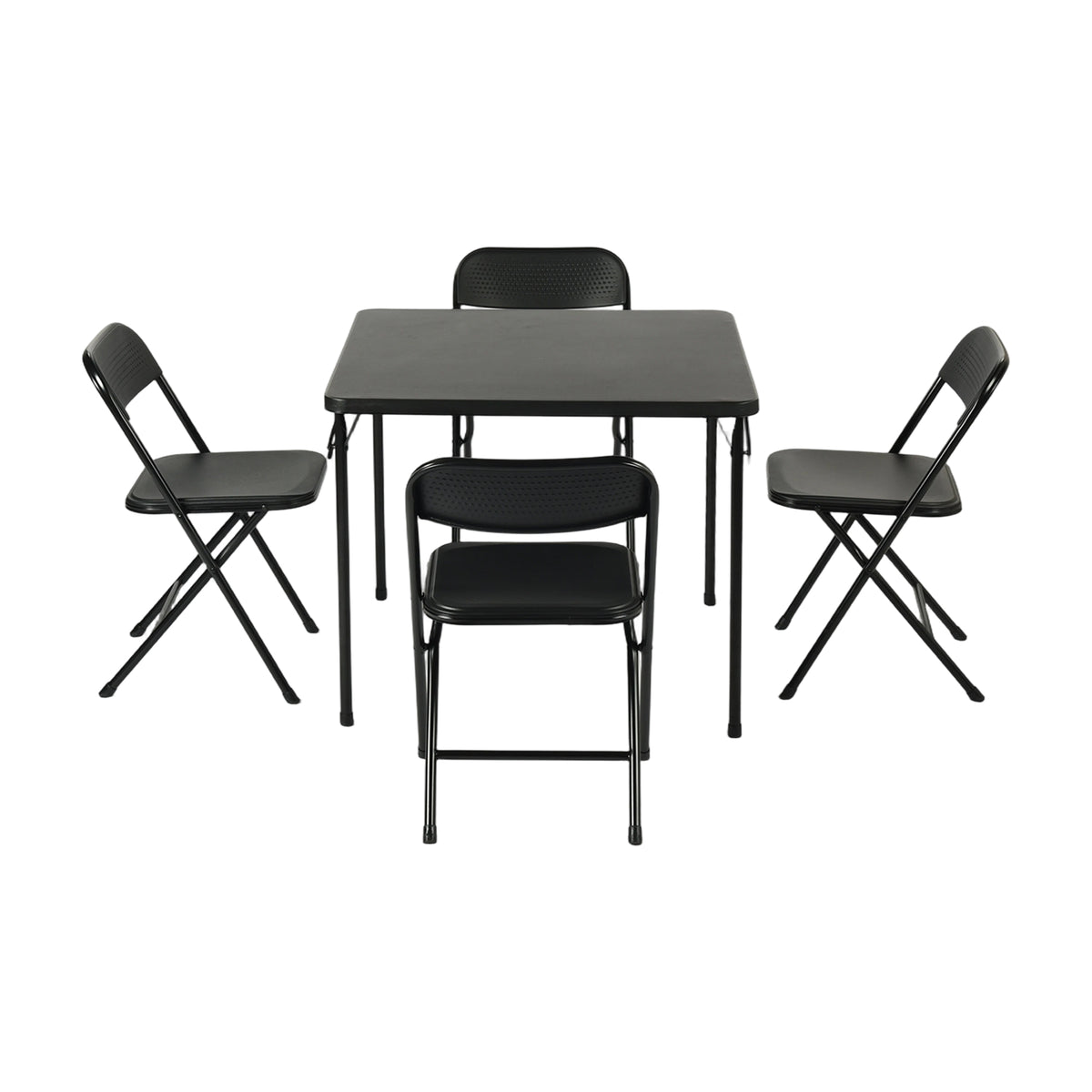 Homy Casa Fern 5PC Folding Table Chairs Set Black Dining Event Party Portable Space Saving Table 4 Nola Chairs