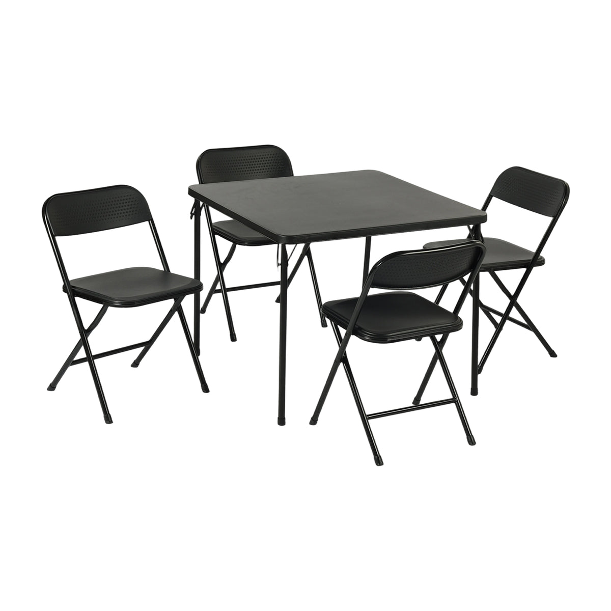 Homy Casa Fern 5PC Folding Table Chairs Set Black Dining Event Party Portable Space Saving Table 4 Nola Chairs