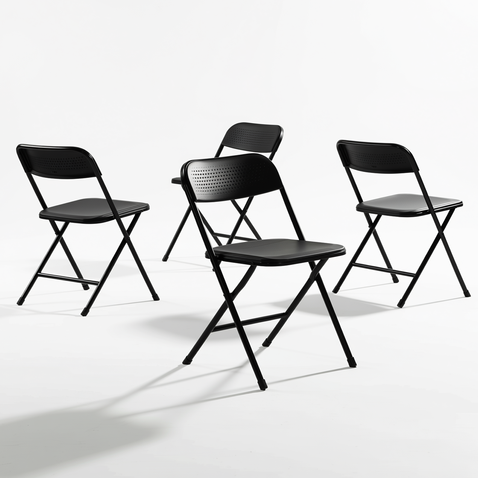 NOLA 4PC Folding Chair Set, Heavy Duty Steel Frame with High-Strength Plastic Seat in Black