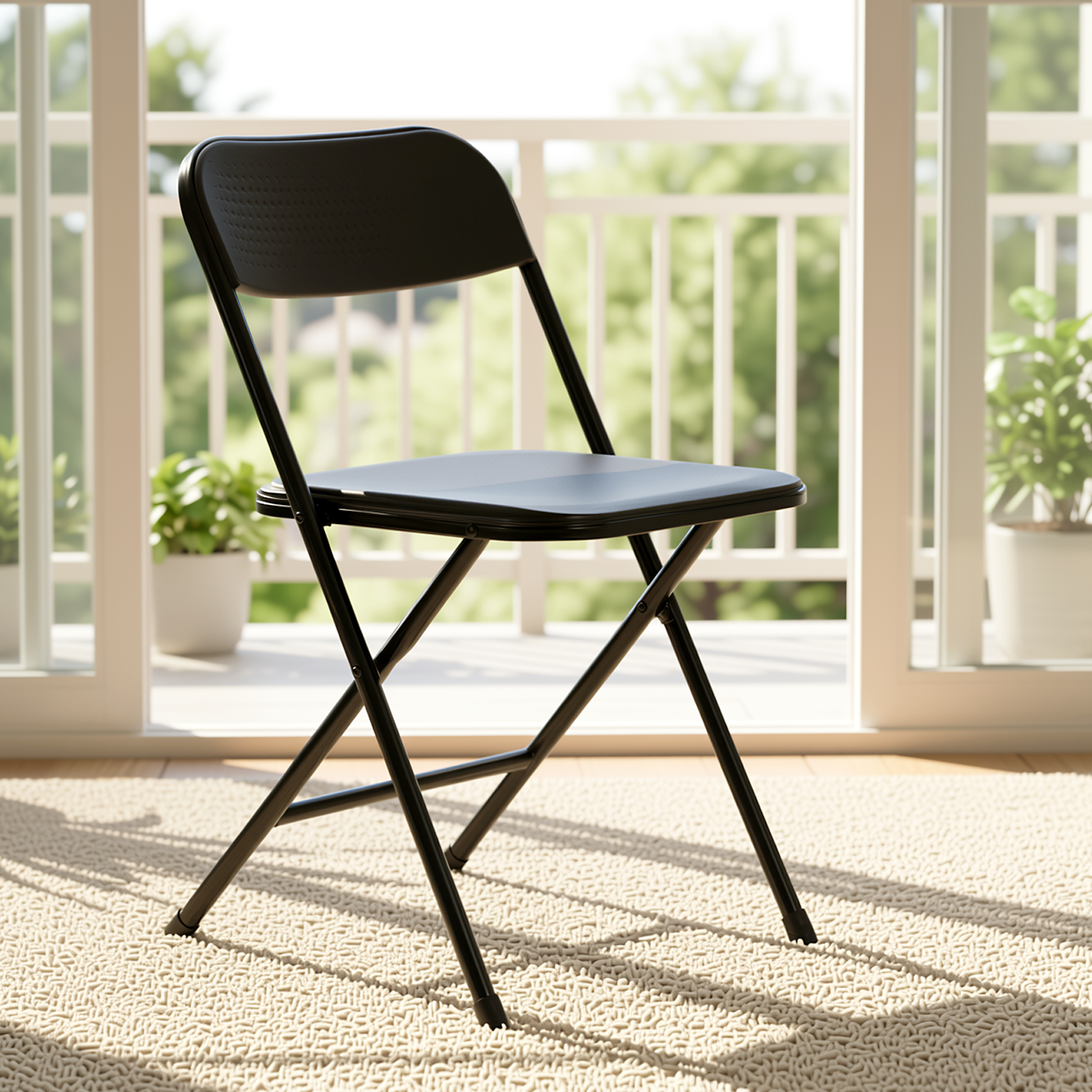 NOLA 4PC Folding Chair Set, Heavy Duty Steel Frame with High-Strength Plastic Seat in Black