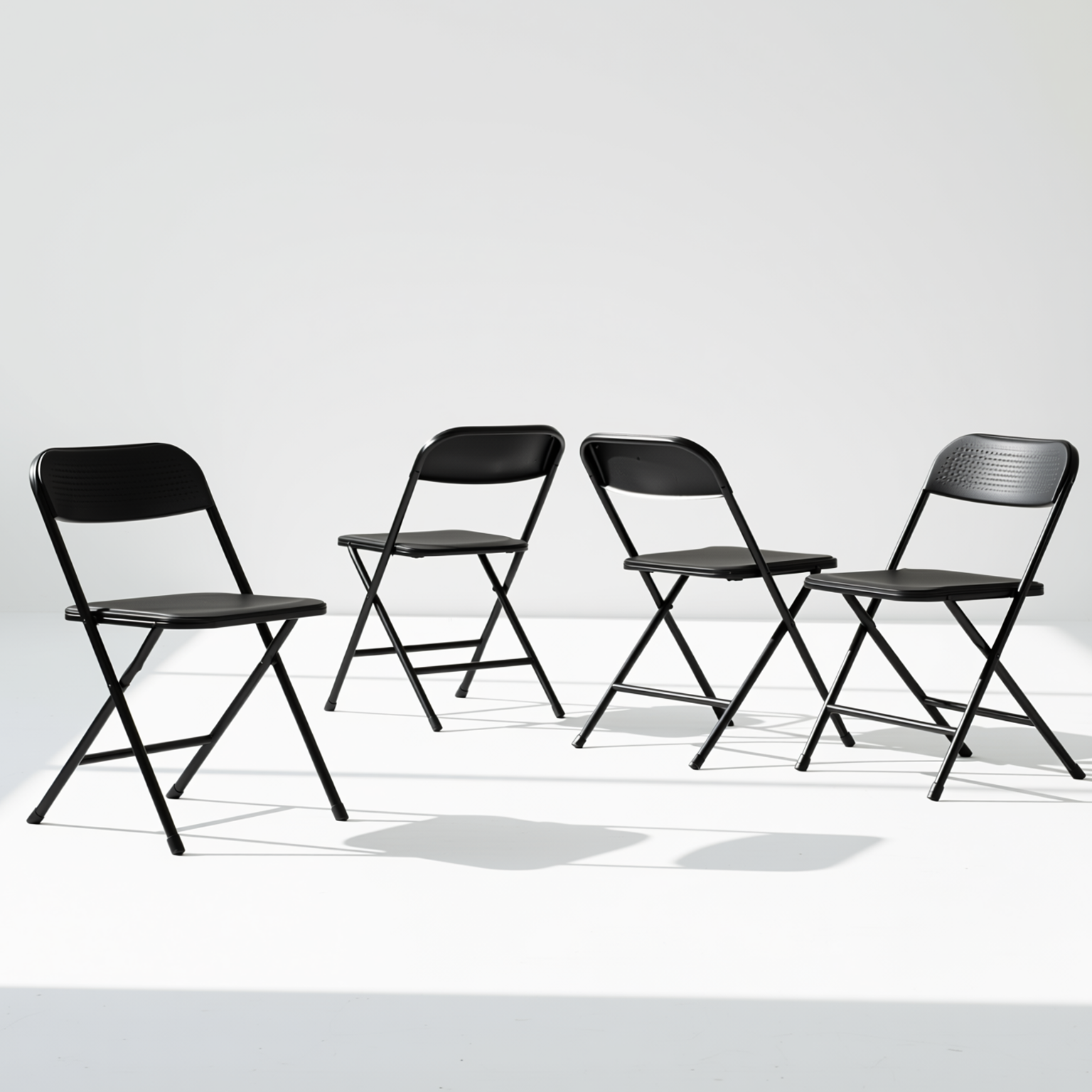 NOLA 4PC Folding Chair Set, Heavy Duty Steel Frame with High-Strength Plastic Seat in Black