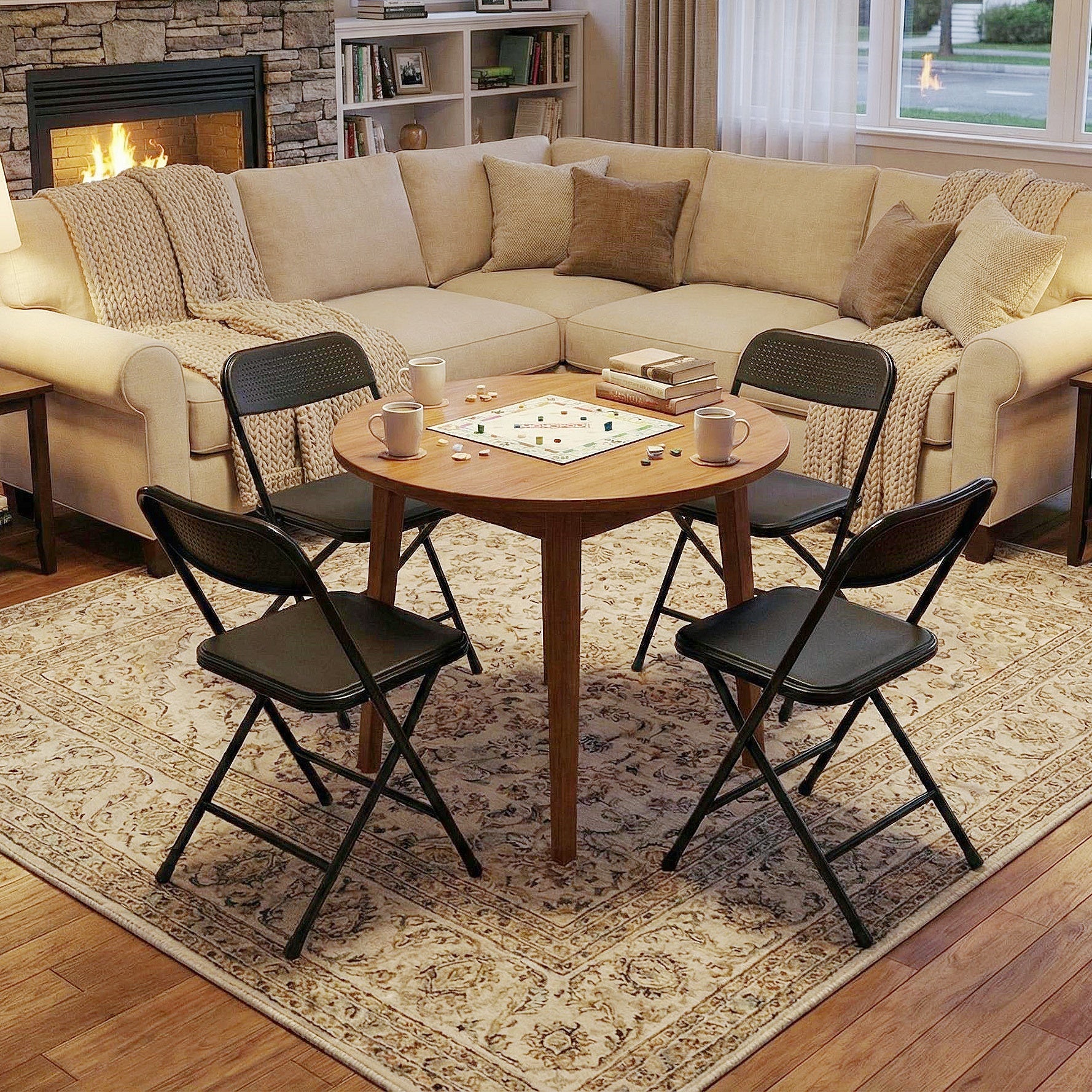 Homy Casa NOLA Folding Chairs 4PC Heavy Duty Portable Event Party Office Dining Extra Seating Black