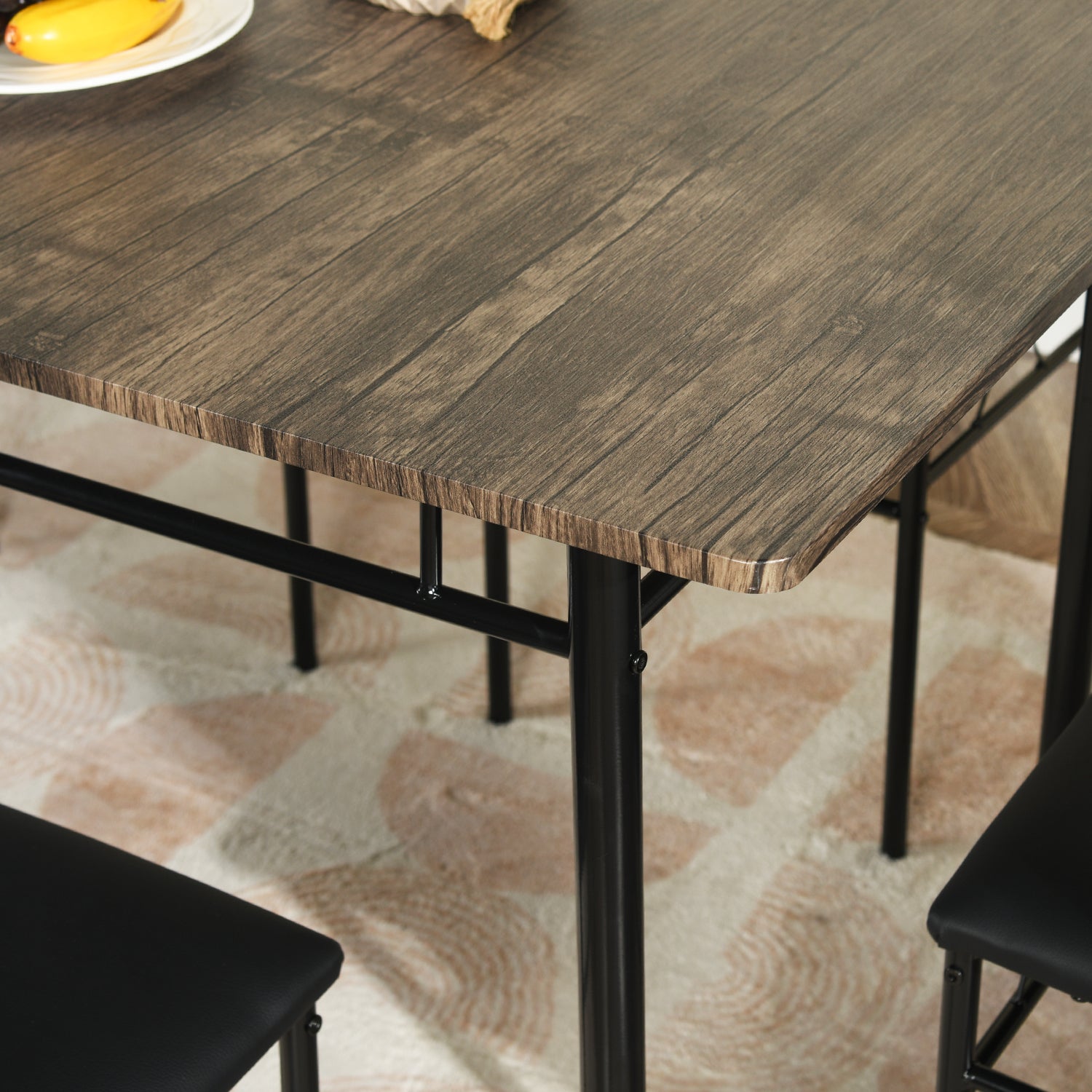 Homy Casa NORSEMAN 140 246T B PU KD A Dining Set "55.1" Table with 6 Chairs for Kitchen & Dining Room Open Box