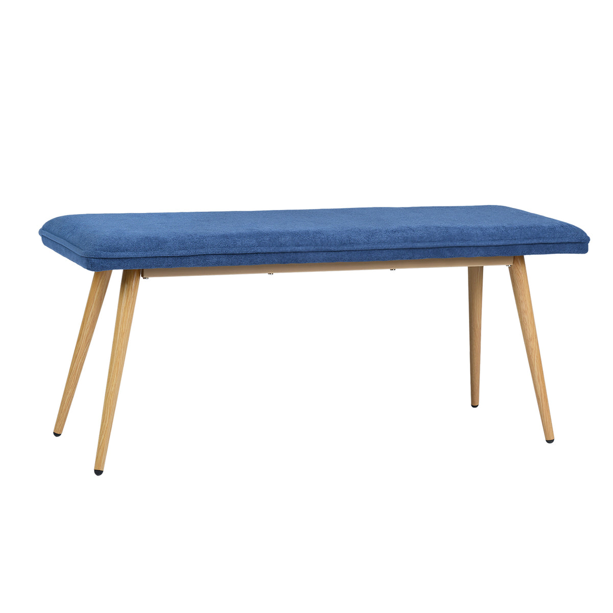 Homy Casa NUHU DARK BLUE OAK LEG Bench Upholstered Seating Bench for Living Room, Bedroom, Entryway Open Box