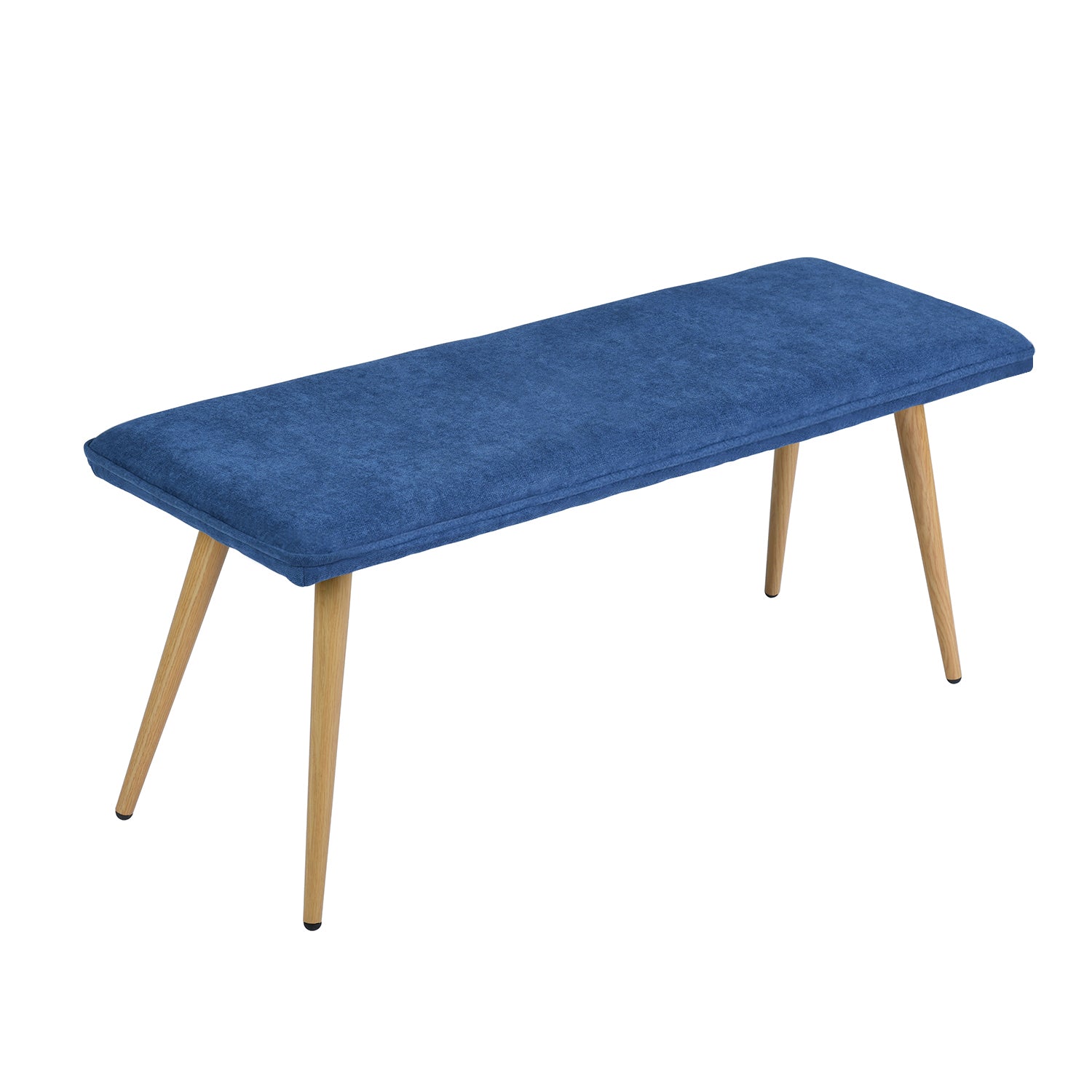 Homy Casa Nuhu Upholstered Bench with Oak Legs, Dark Blue,Open Box