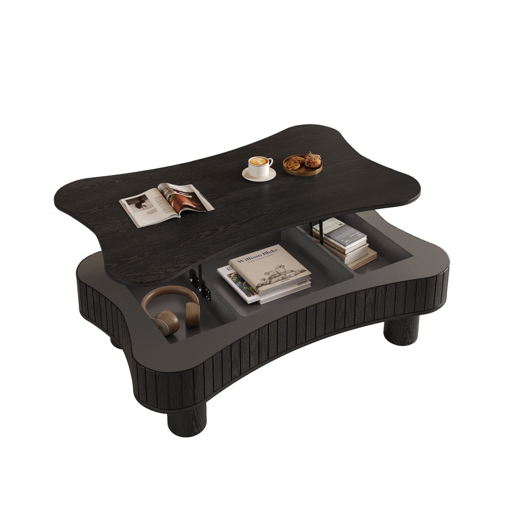 Nantes 42" Lift-Top Coffee Table with Hidden Storage and Fluted Base