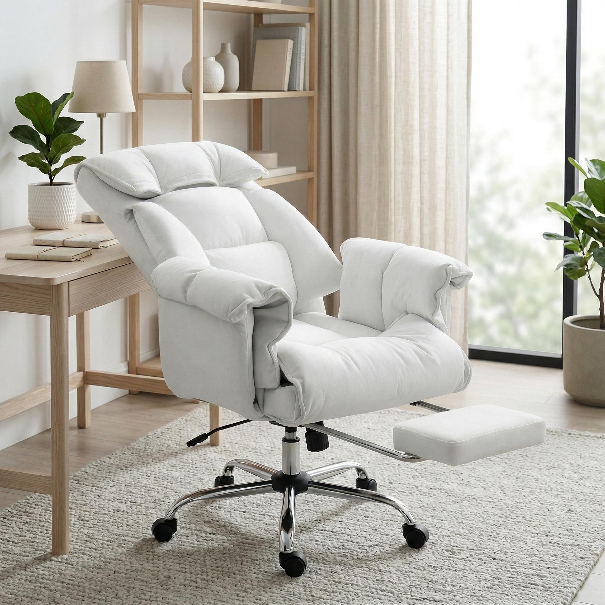 Navor Upholstered Reclining Office Chair with Retractable Footrest