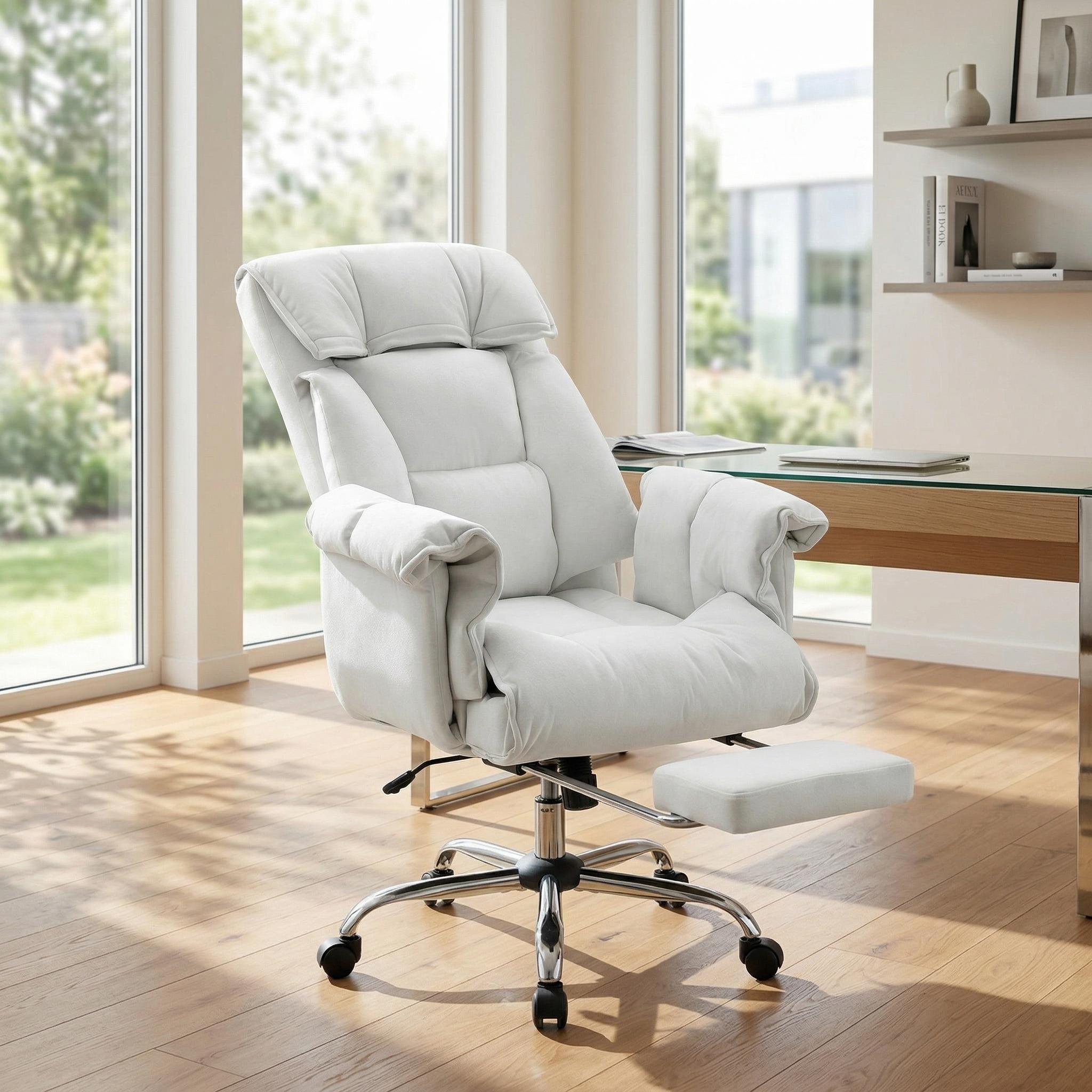 Navor Upholstered Reclining Office Chair with Retractable Footrest