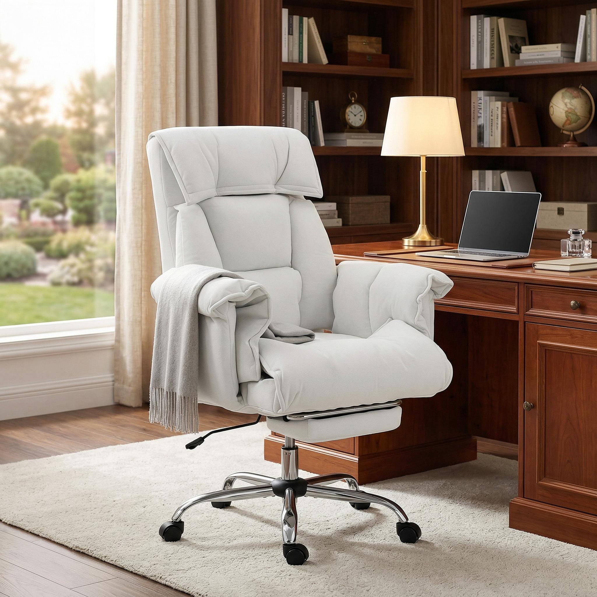 Navor Upholstered Reclining Office Chair with Retractable Footrest