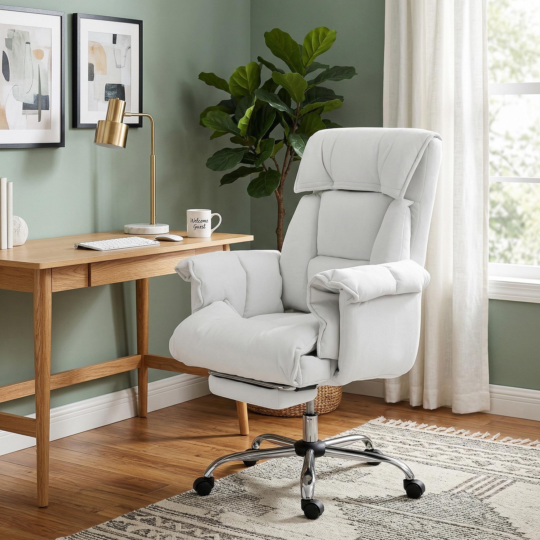 Navor Upholstered Reclining Office Chair with Retractable Footrest