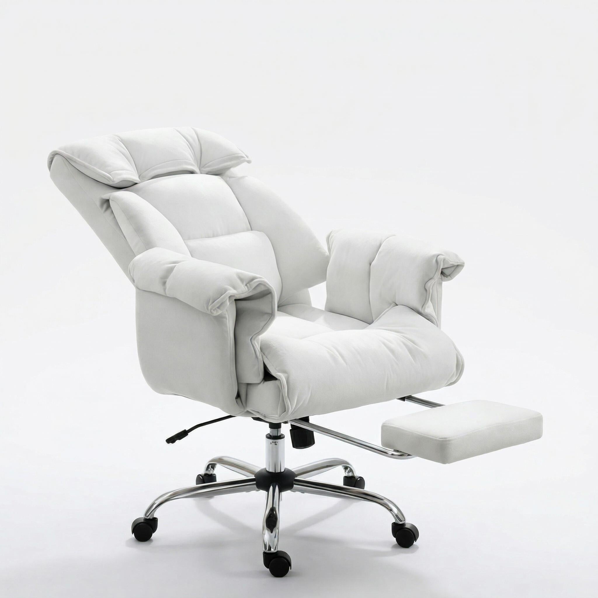 Navor Upholstered Reclining Office Chair with Retractable Footrest