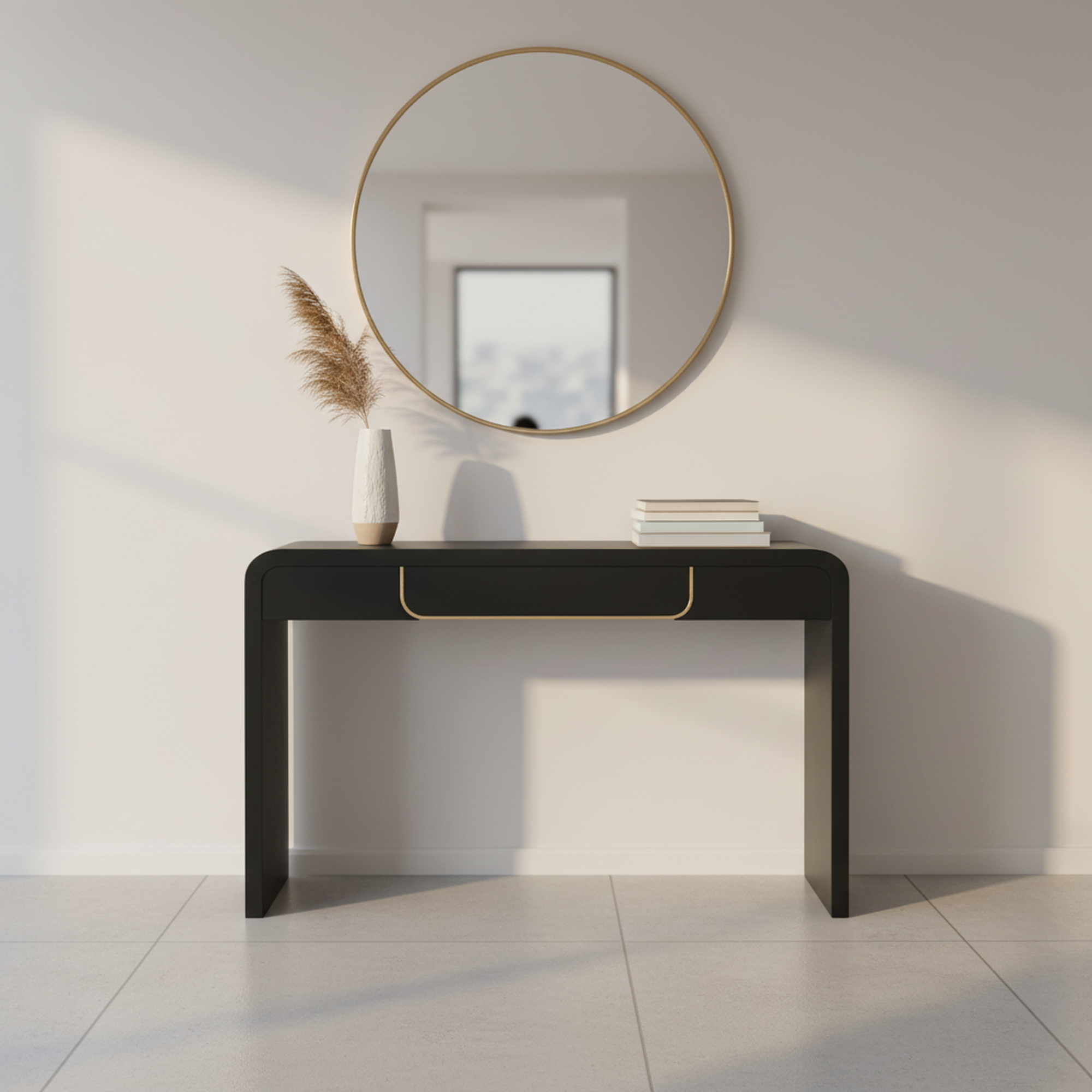 Noirvale Modern Wooden Console Table with Storage Drawer, Black