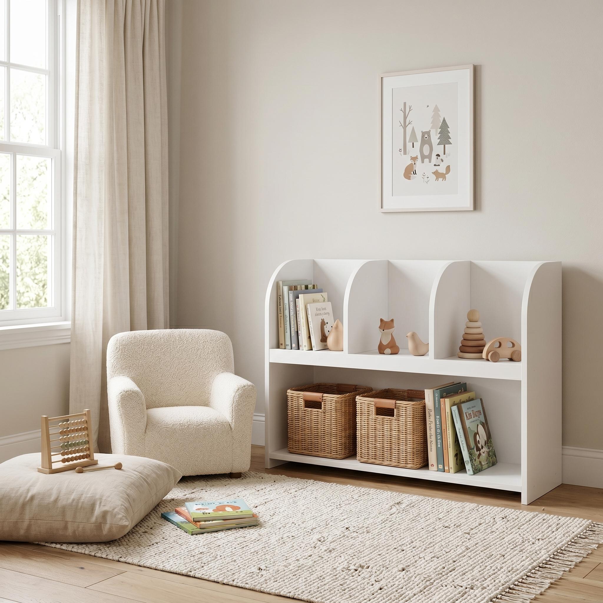 Nookie 31.5" 4-Compartment Open Display Bookcase with Arched Top