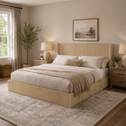 Noria Wood King Lift-Up Storage Bed with Fluted Headboard