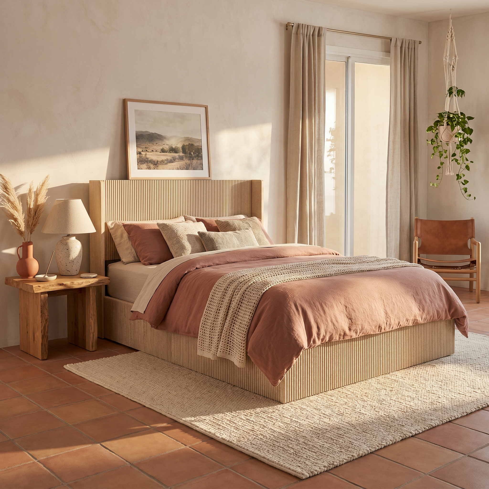 Noria Wood Queen Lift-Up Storage Bed with Fluted Headboard